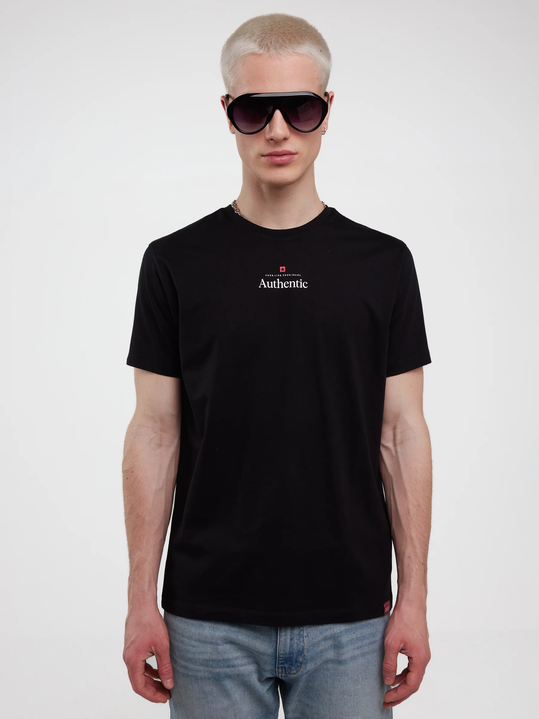 Koszulka męska z linii Authentic z nadrukiem czarna Techmunen 906