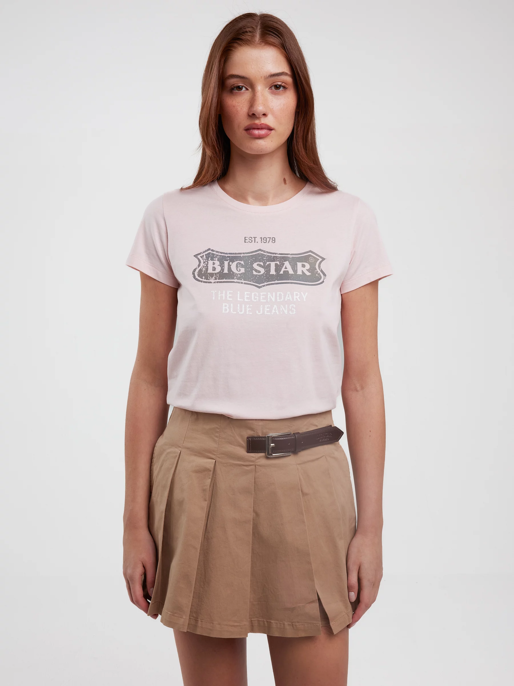 Koszulka damska z nadrukiem na piersi z kolekcji Authentic różowa Rissmelna 600