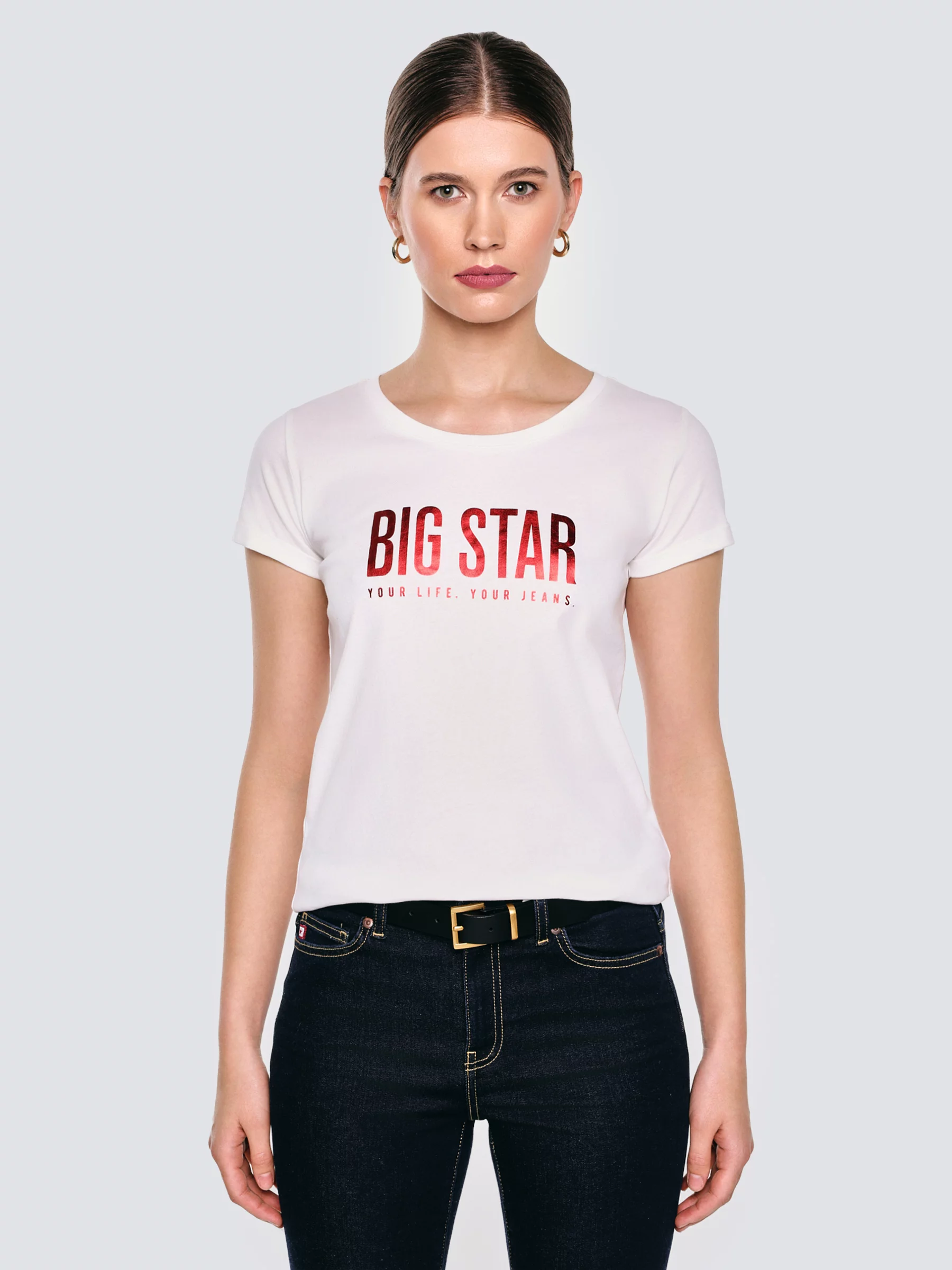 Koszulka damska z logo BIG STAR biała Betta 100