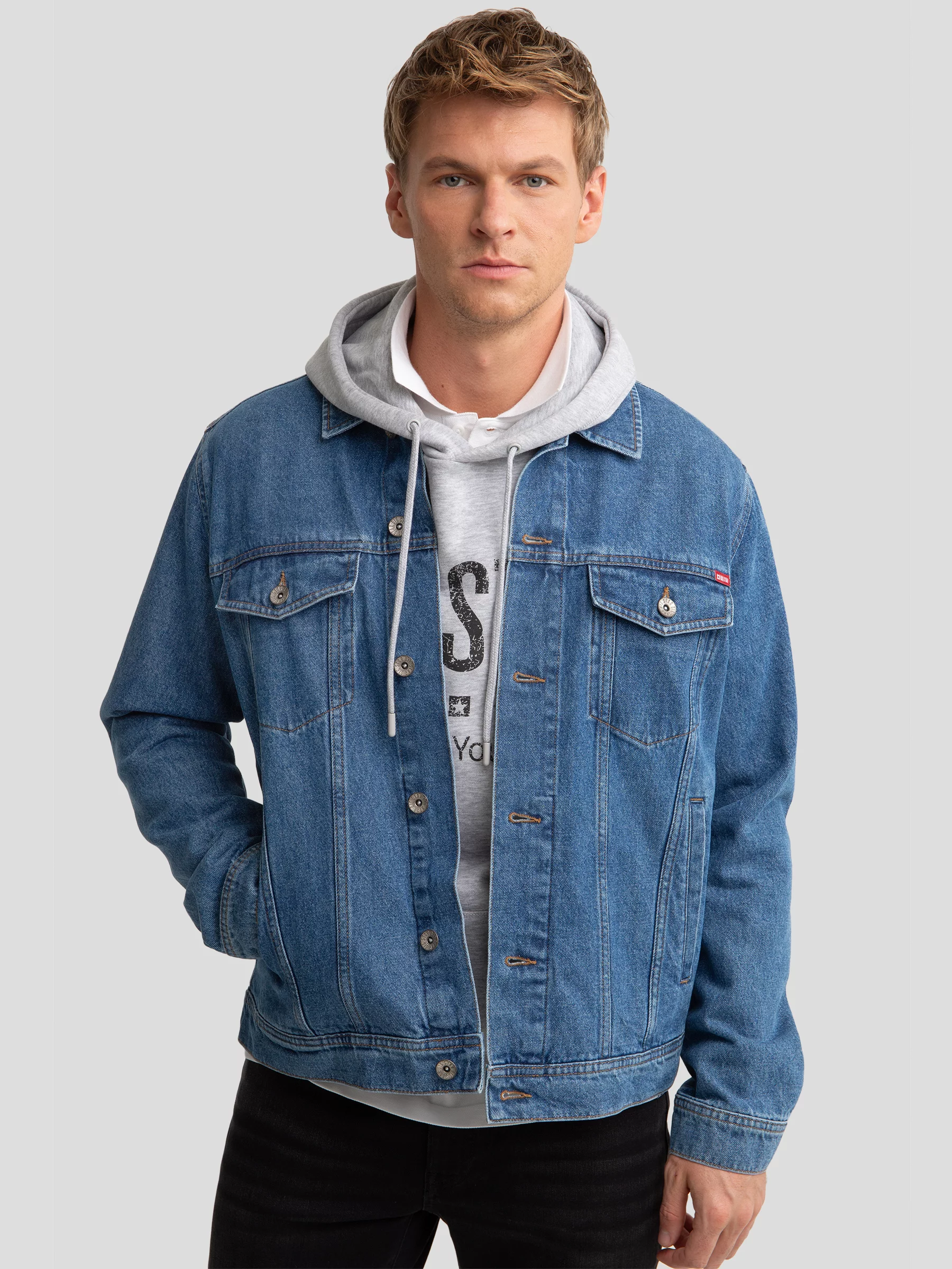 Kurtka męska jeansowa niebieska Carl 295