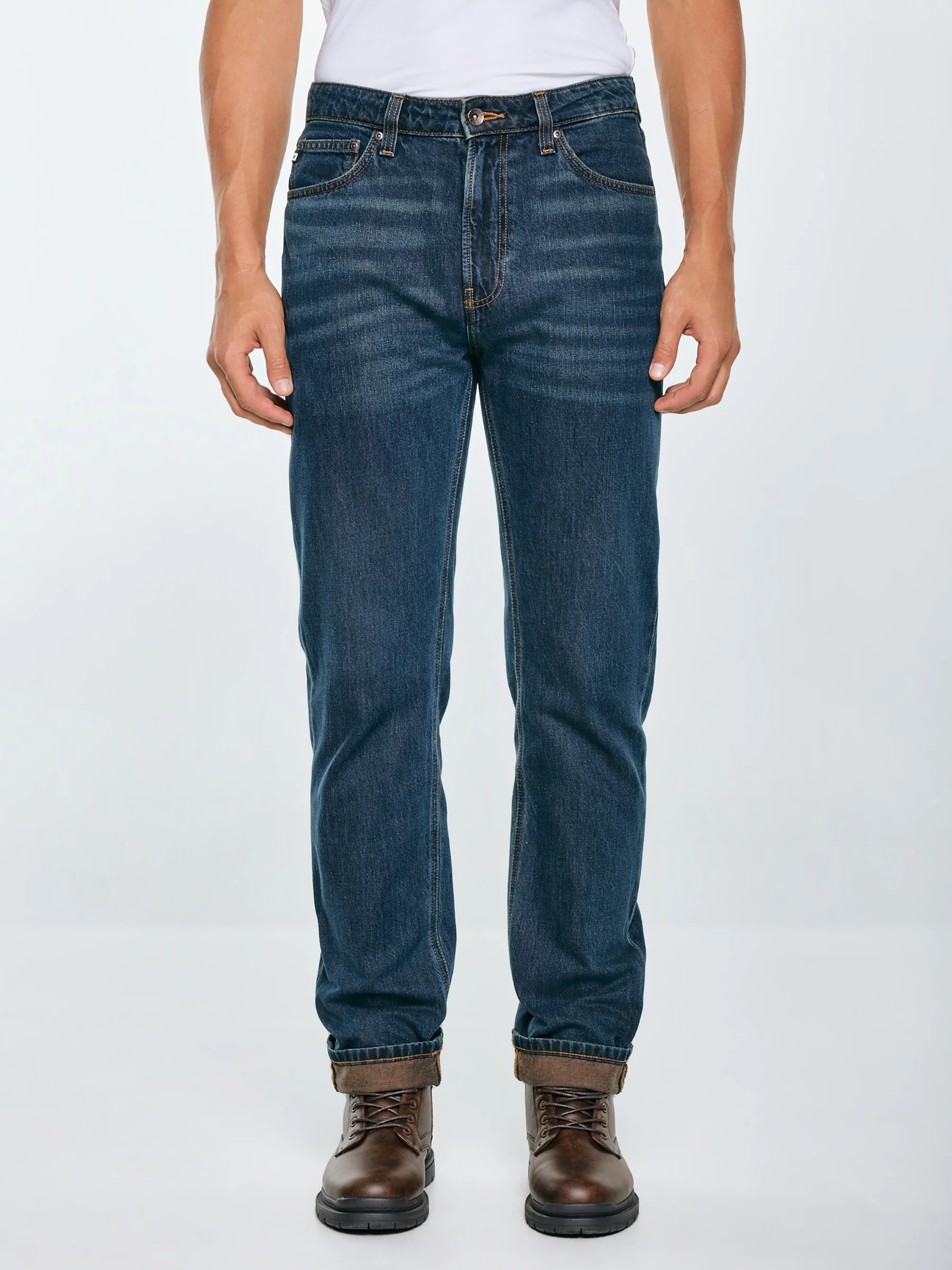 Jeansy męskie z prostą nogawką granatowe Toros 764