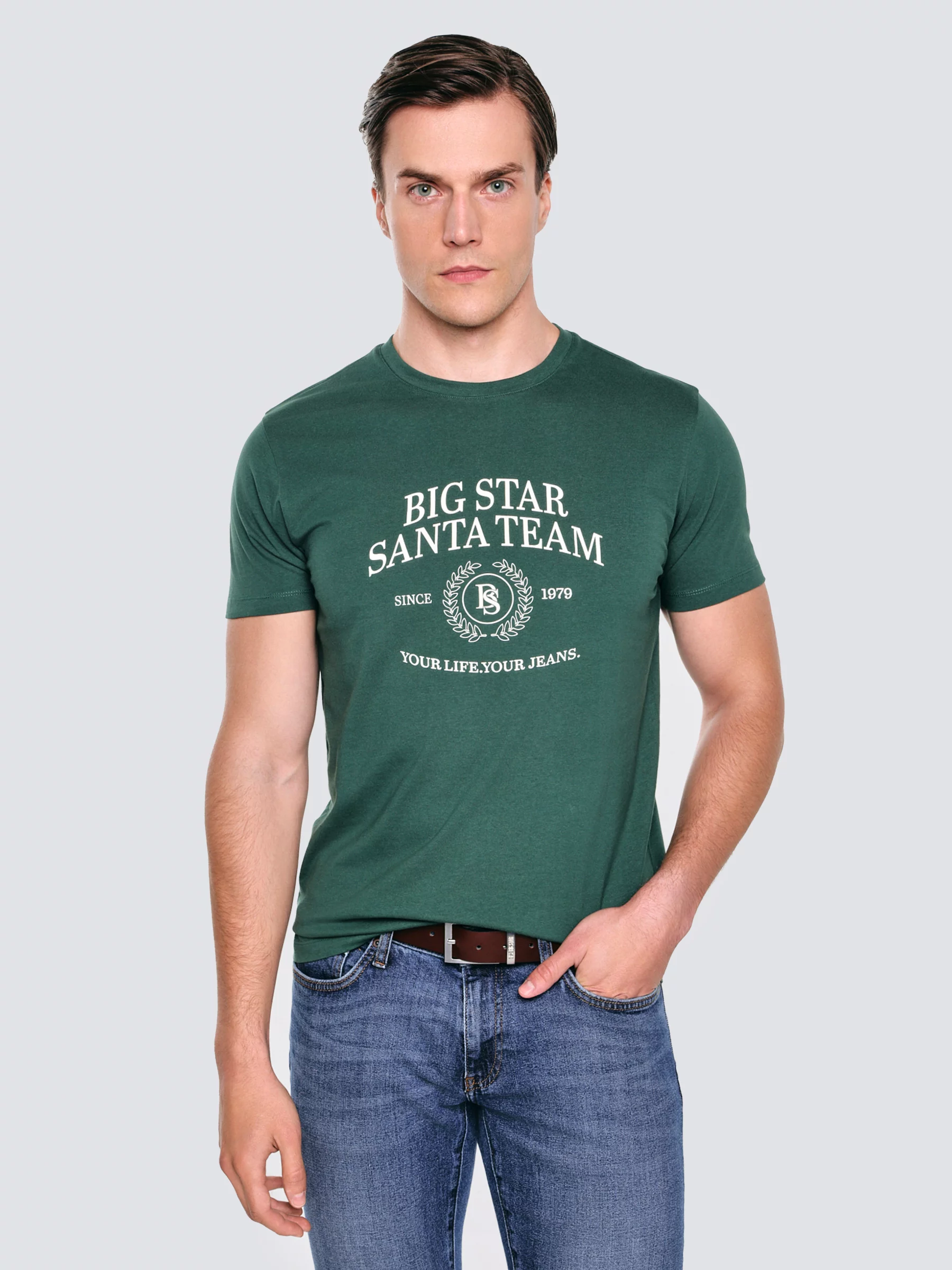 Koszulka męska z nadrukiem zielona Marr 304