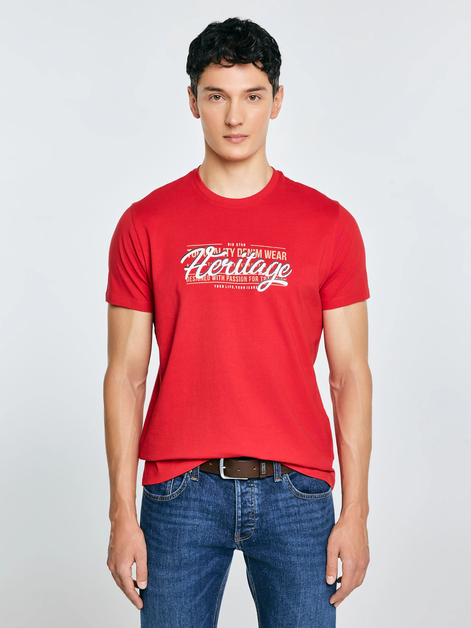 Koszulka męska z nadrukiem czerwona Keren 603