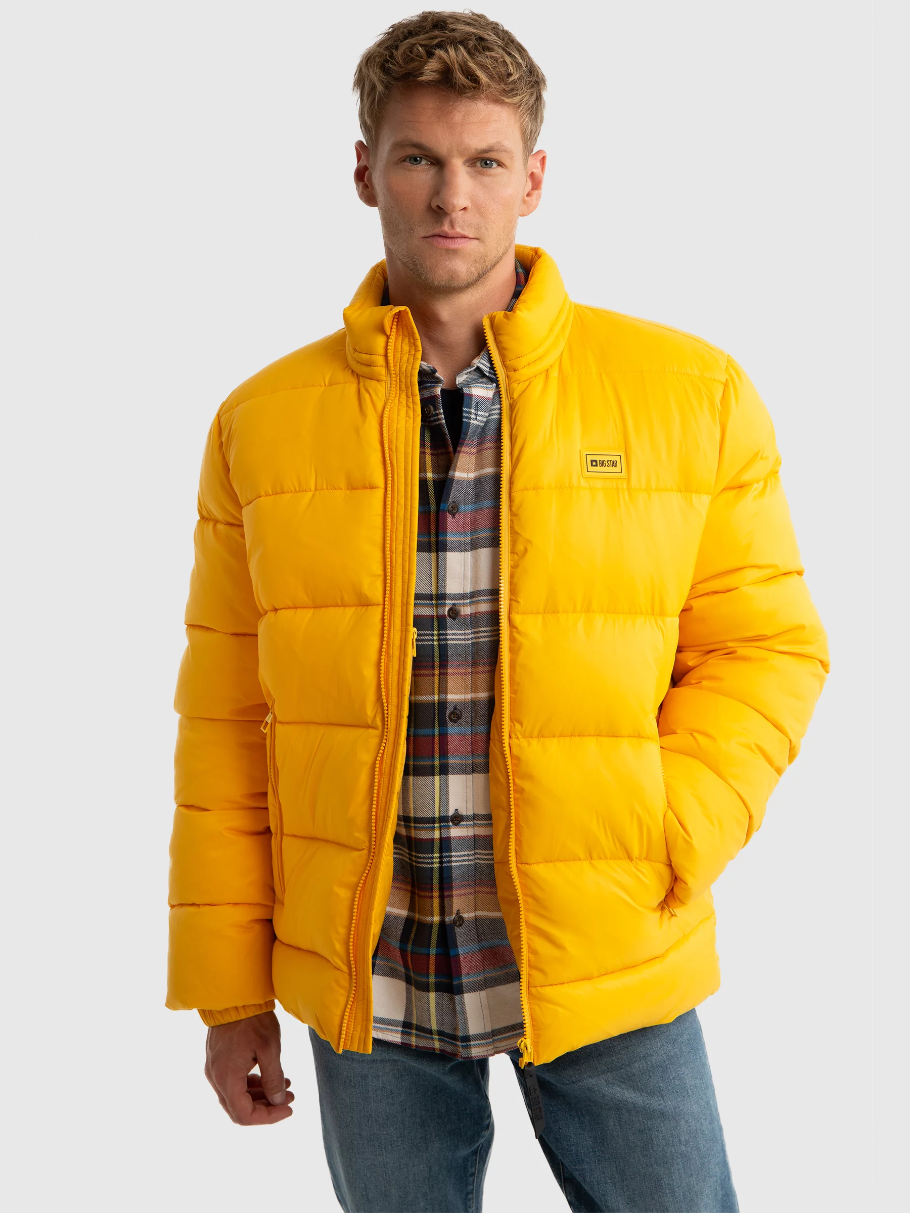 Kurtka męska z wypełnieniem żółta Jazlynn 201