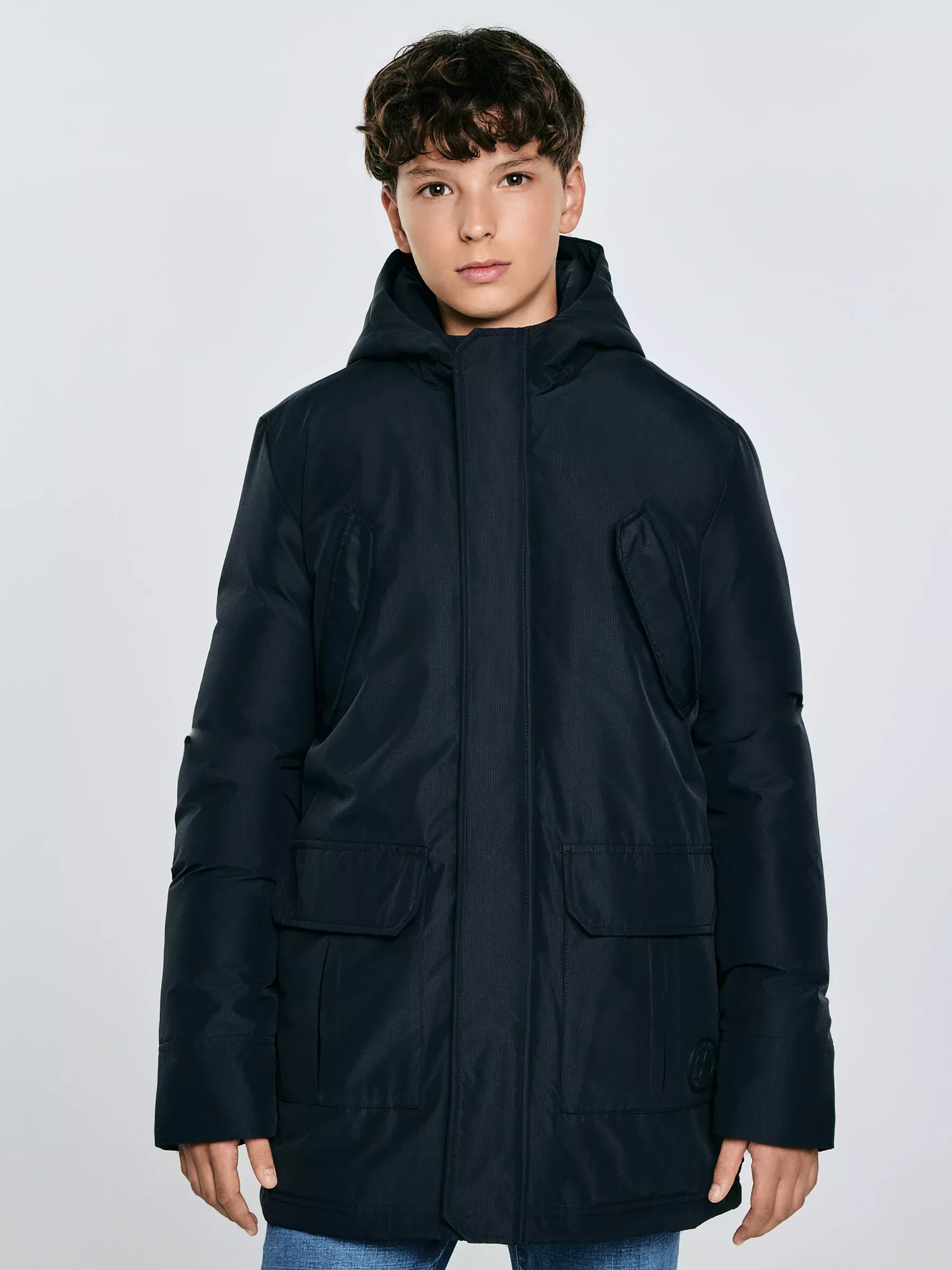 Kurtka chłopięca z kapturem granatowa Oskar 404