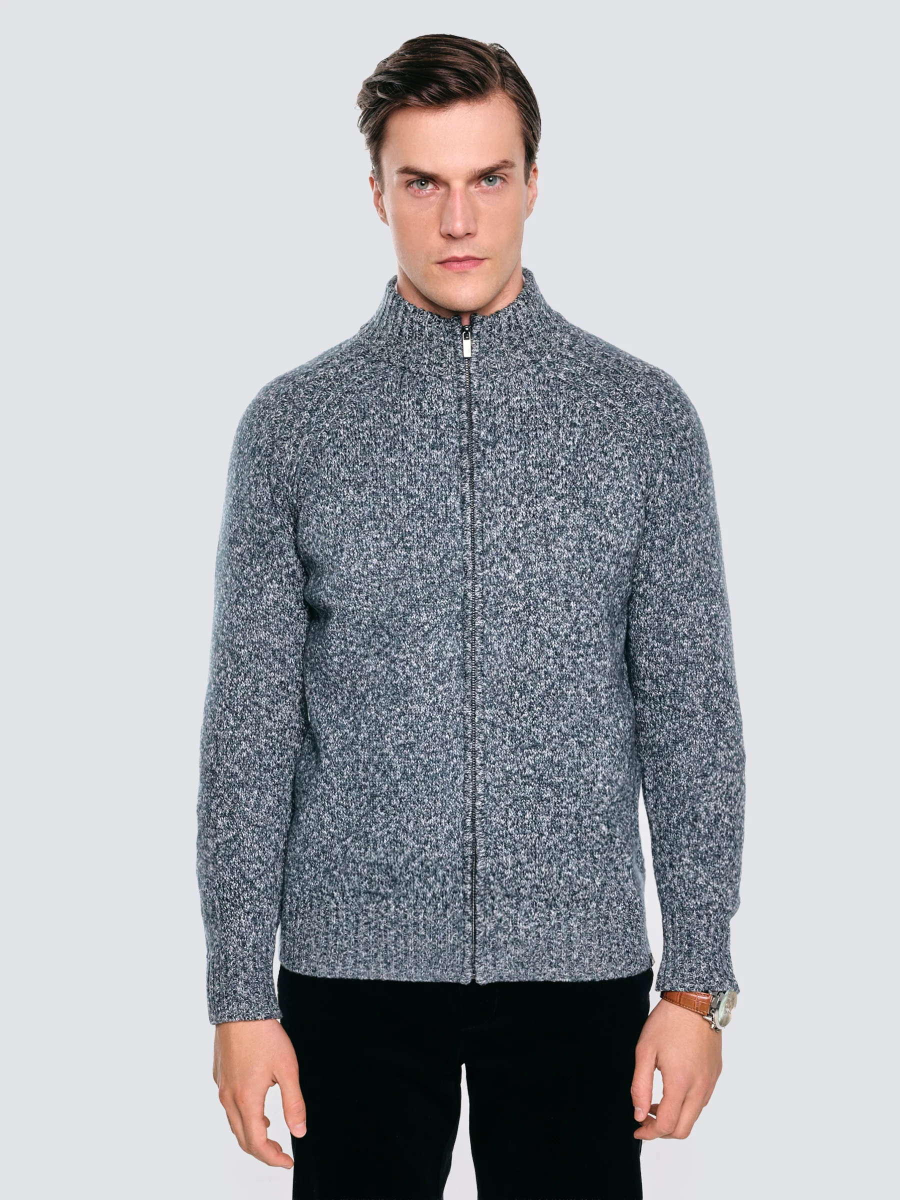 Sweter męski rozpinany melanżowy niebieski Dionis 402