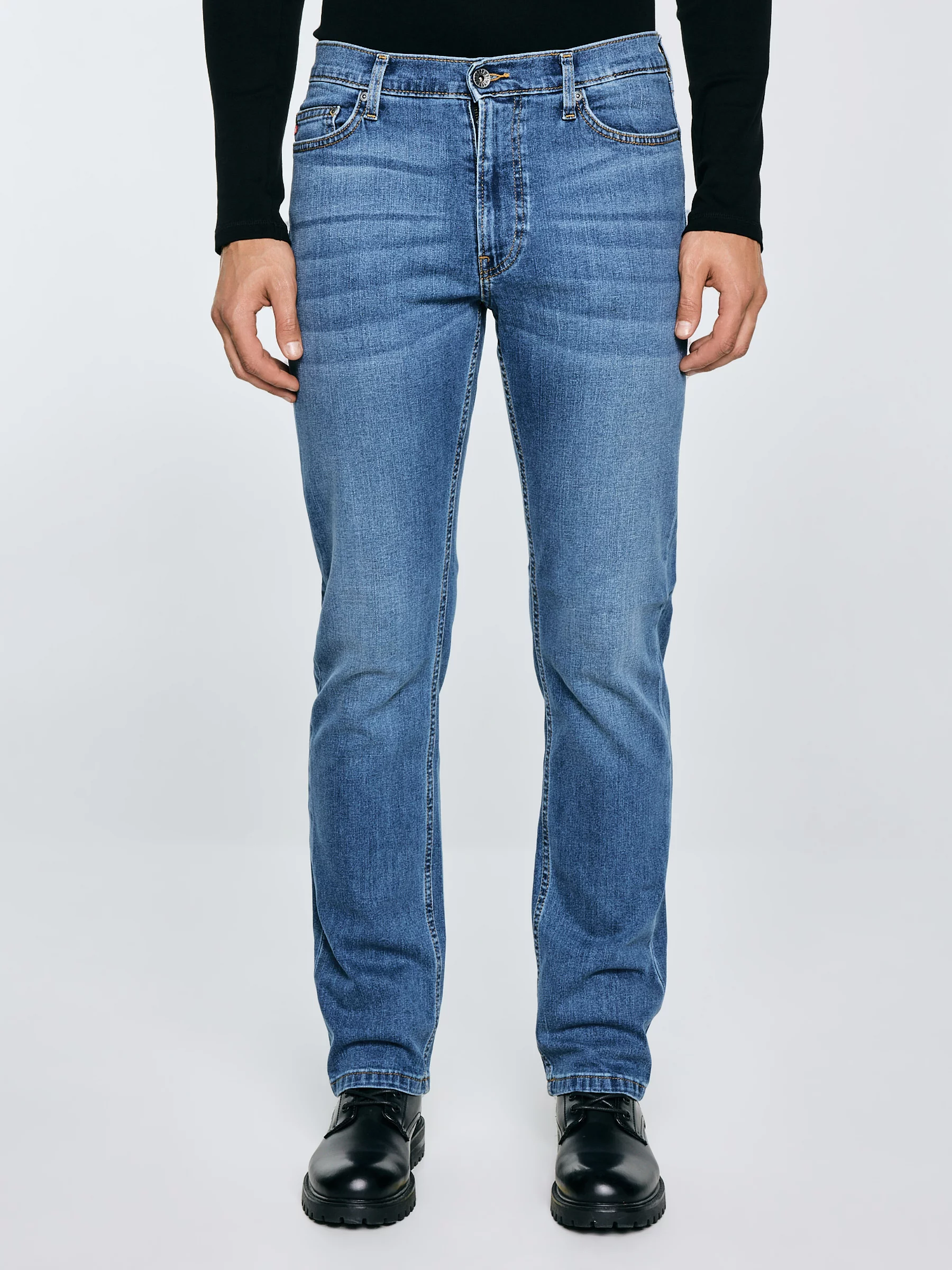 Jeansy męskie z prostą nogawką niebieskie Trent 114