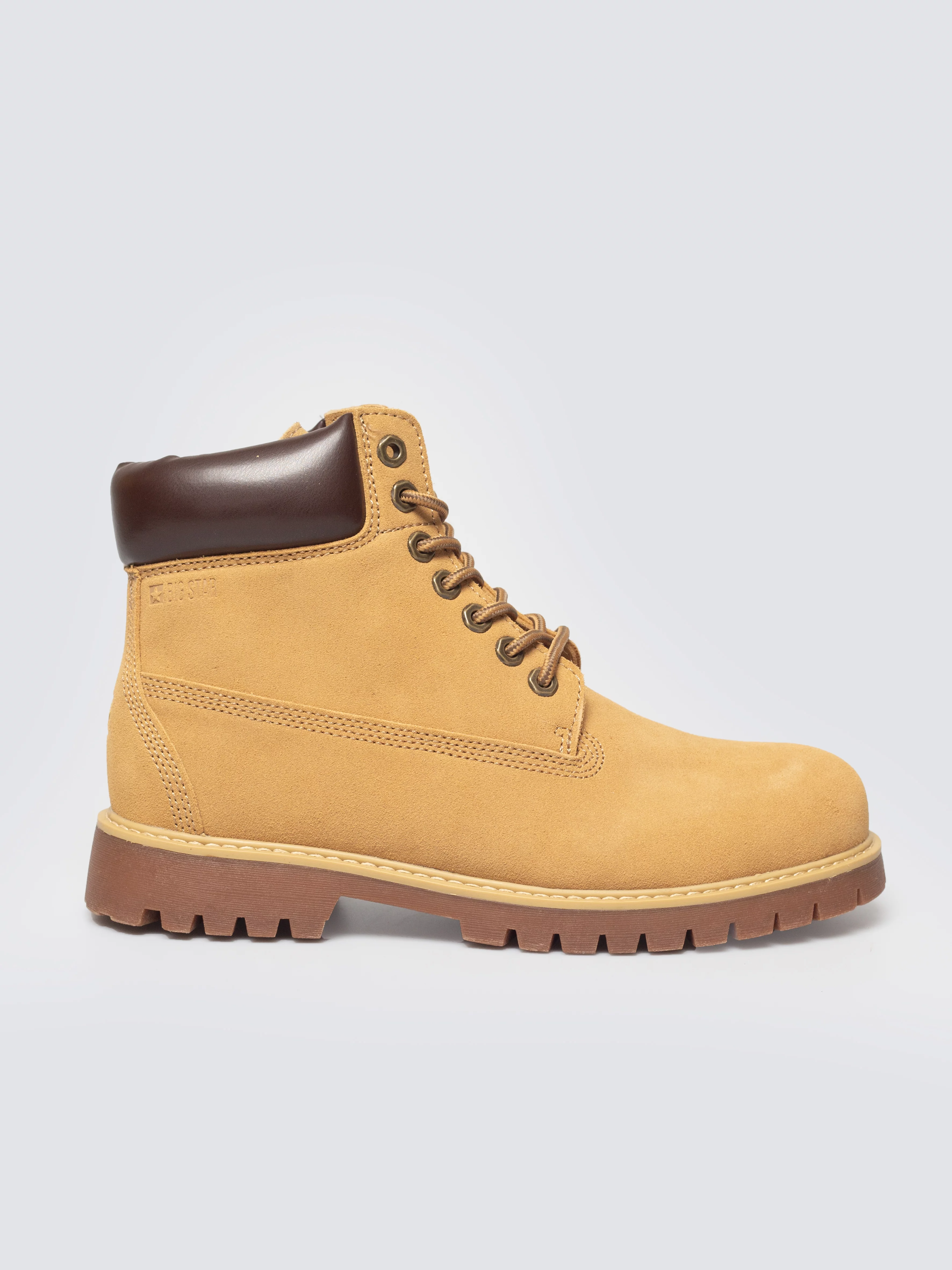 Trapery męskie ze skóry naturalnej zamszowej brązowe OO174136 802