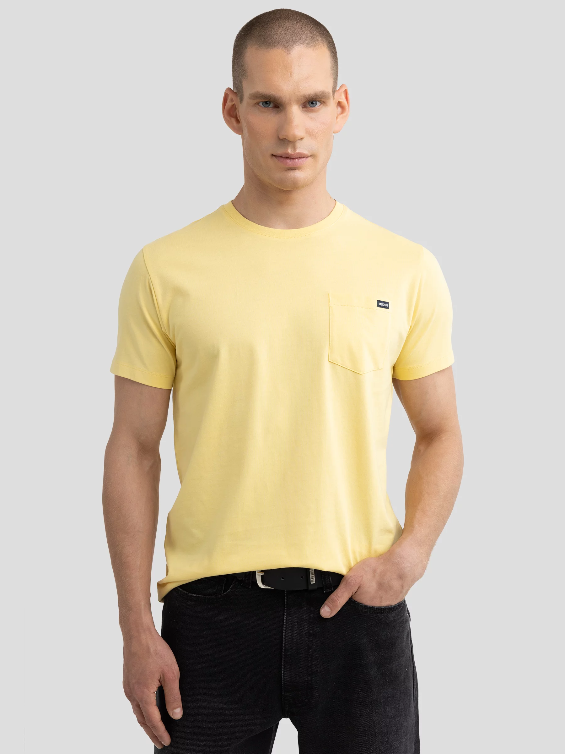 Koszulka męska z kieszonką żółta Carbon 200