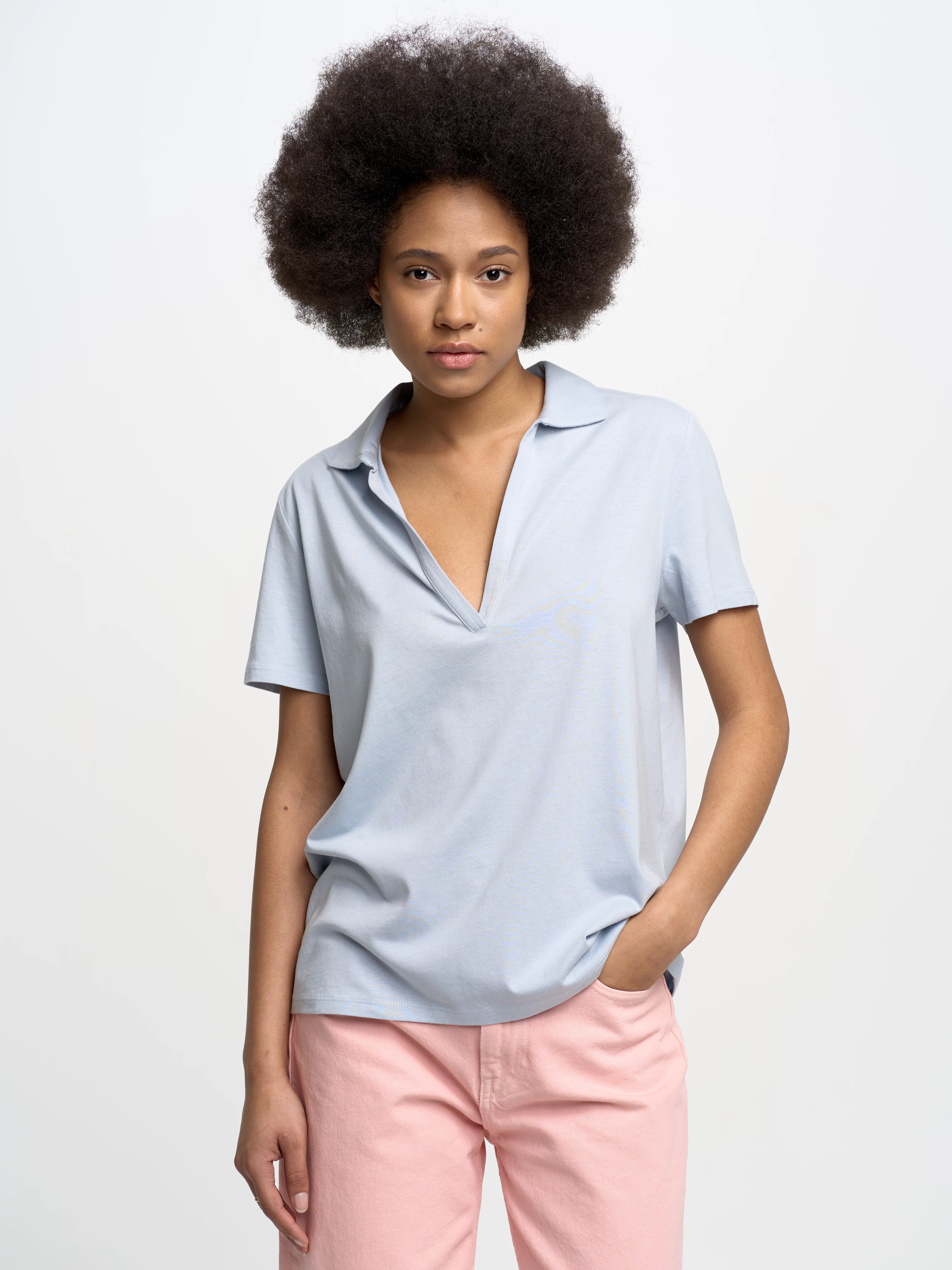 Koszulka damska polo z modalu niebieska Fremenka 400