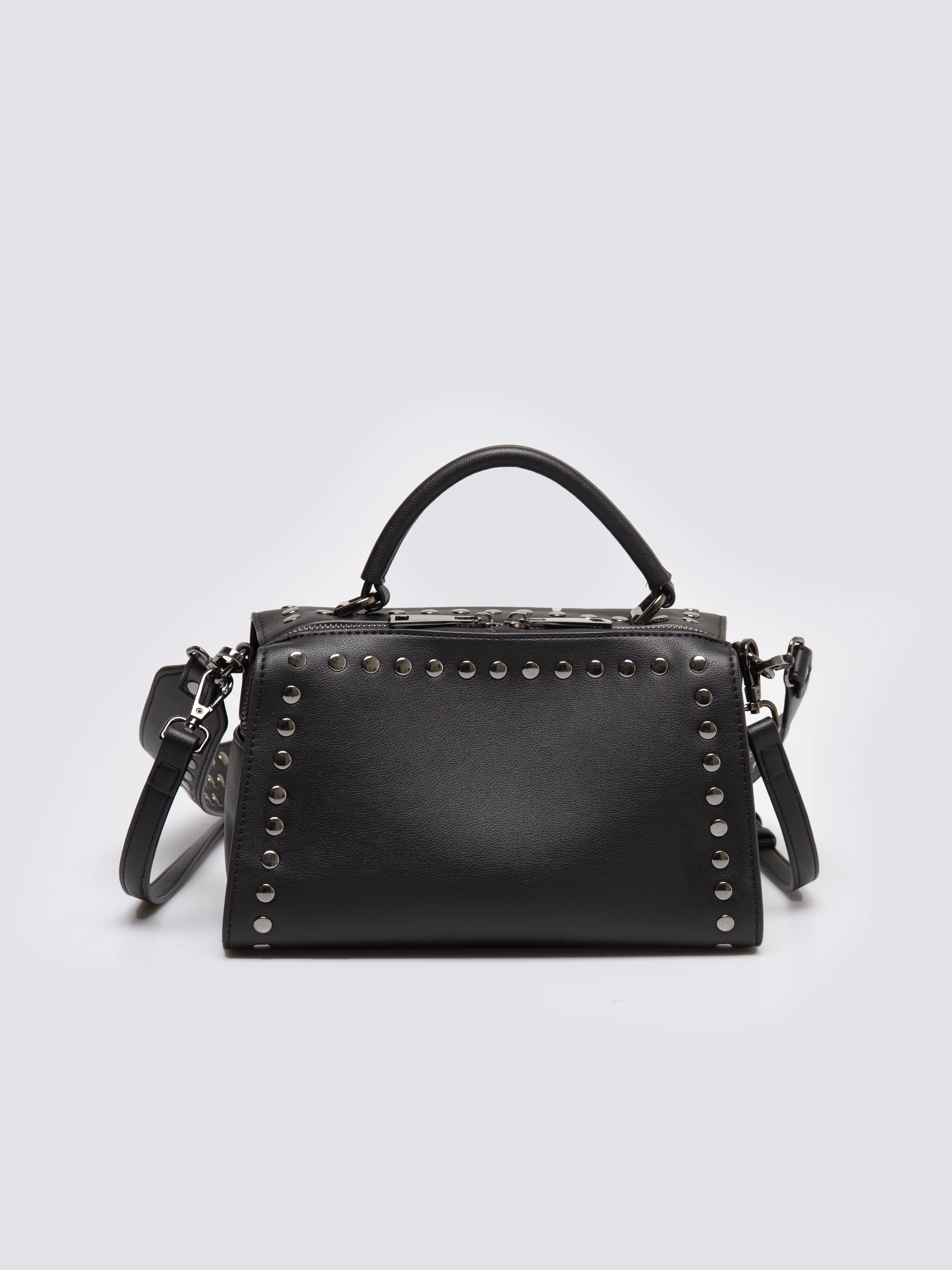 Torebka damska do ręki z dwoma dodatkowymi paskami czarna Priscilla 906