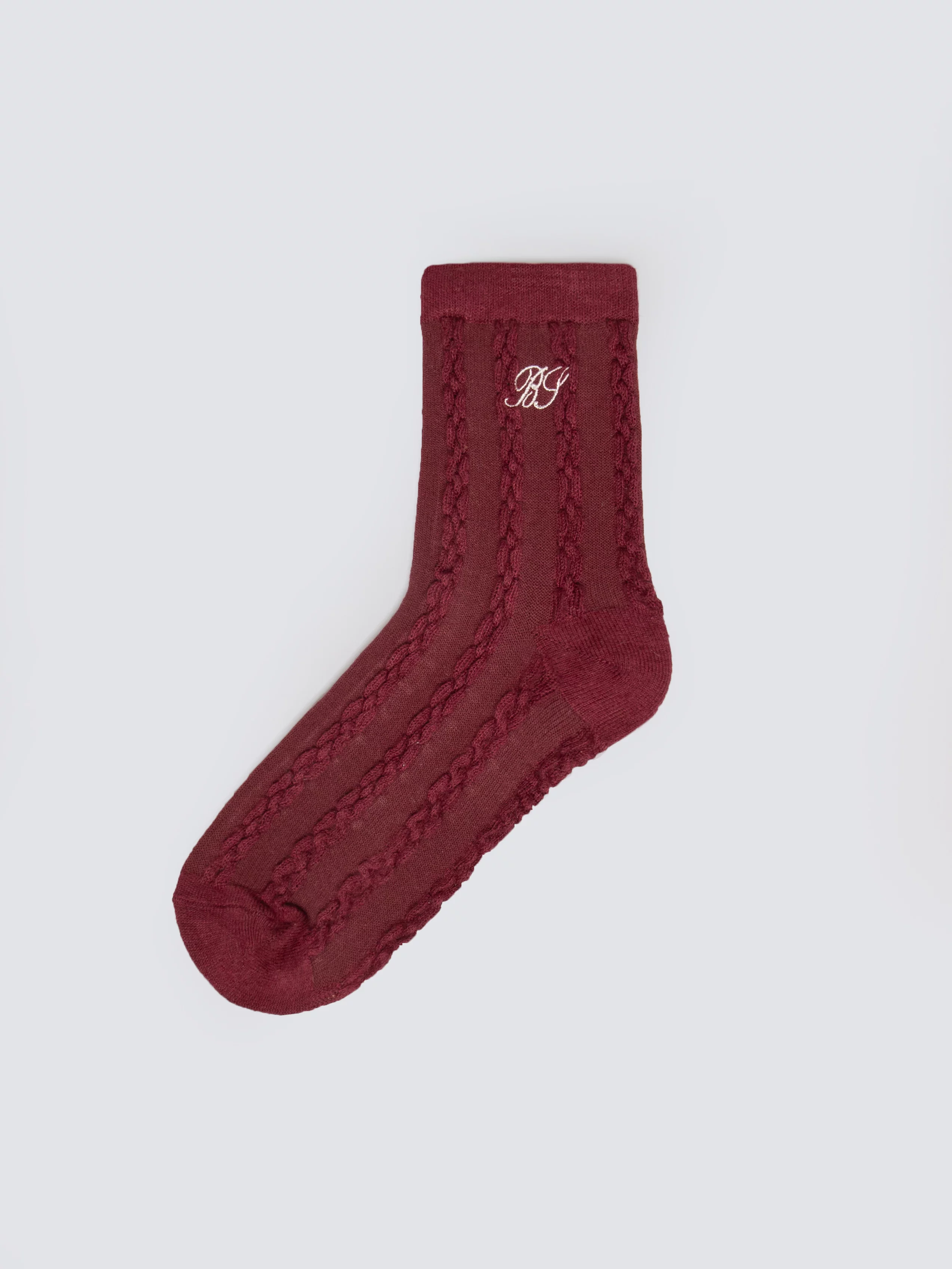 Skarpety damskie z wiskozą z warkoczowym splotem bordowe Brajda 604