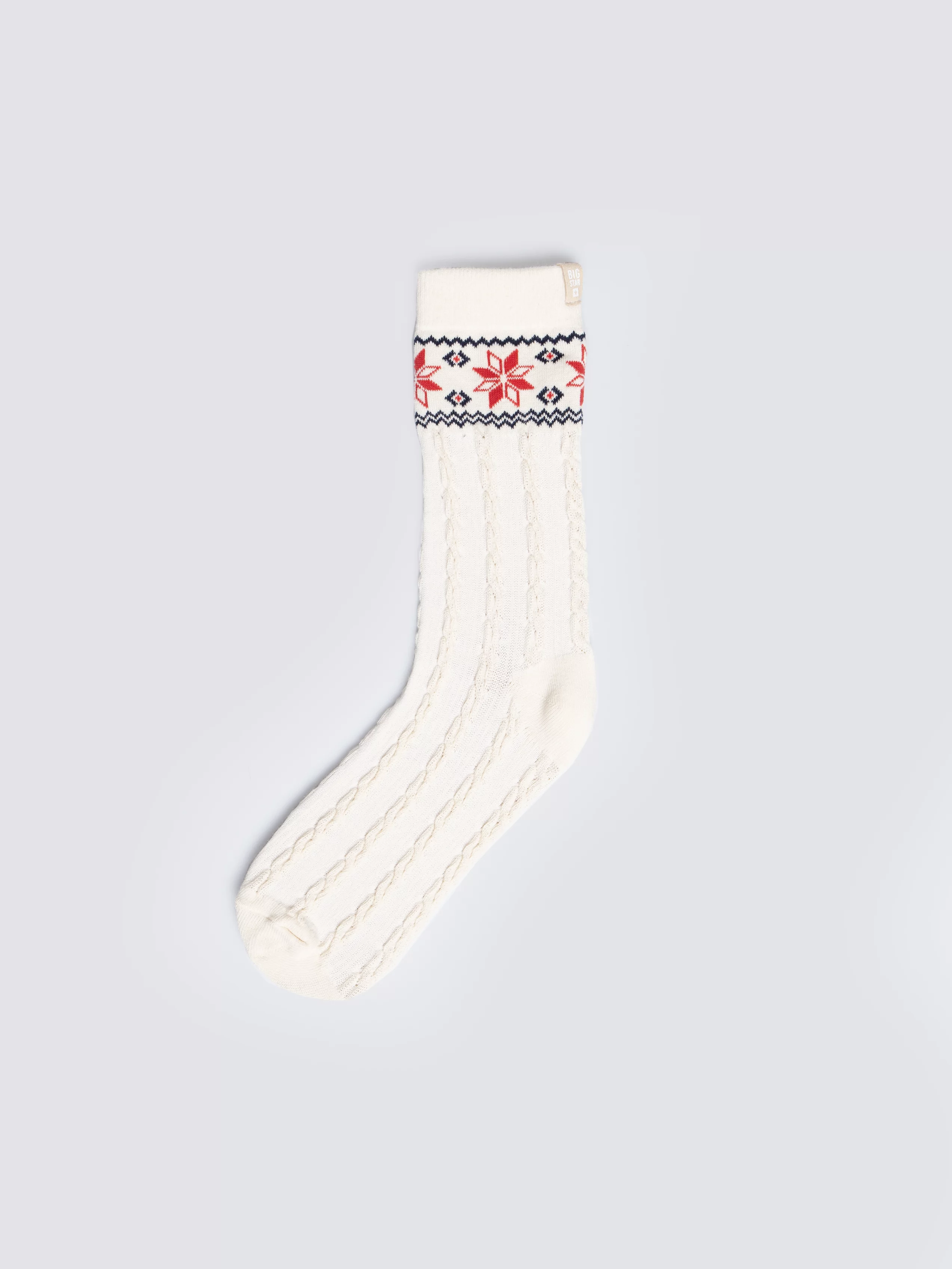 Skarpety damskie długie z ozdobnym splotem białe Bianca 100