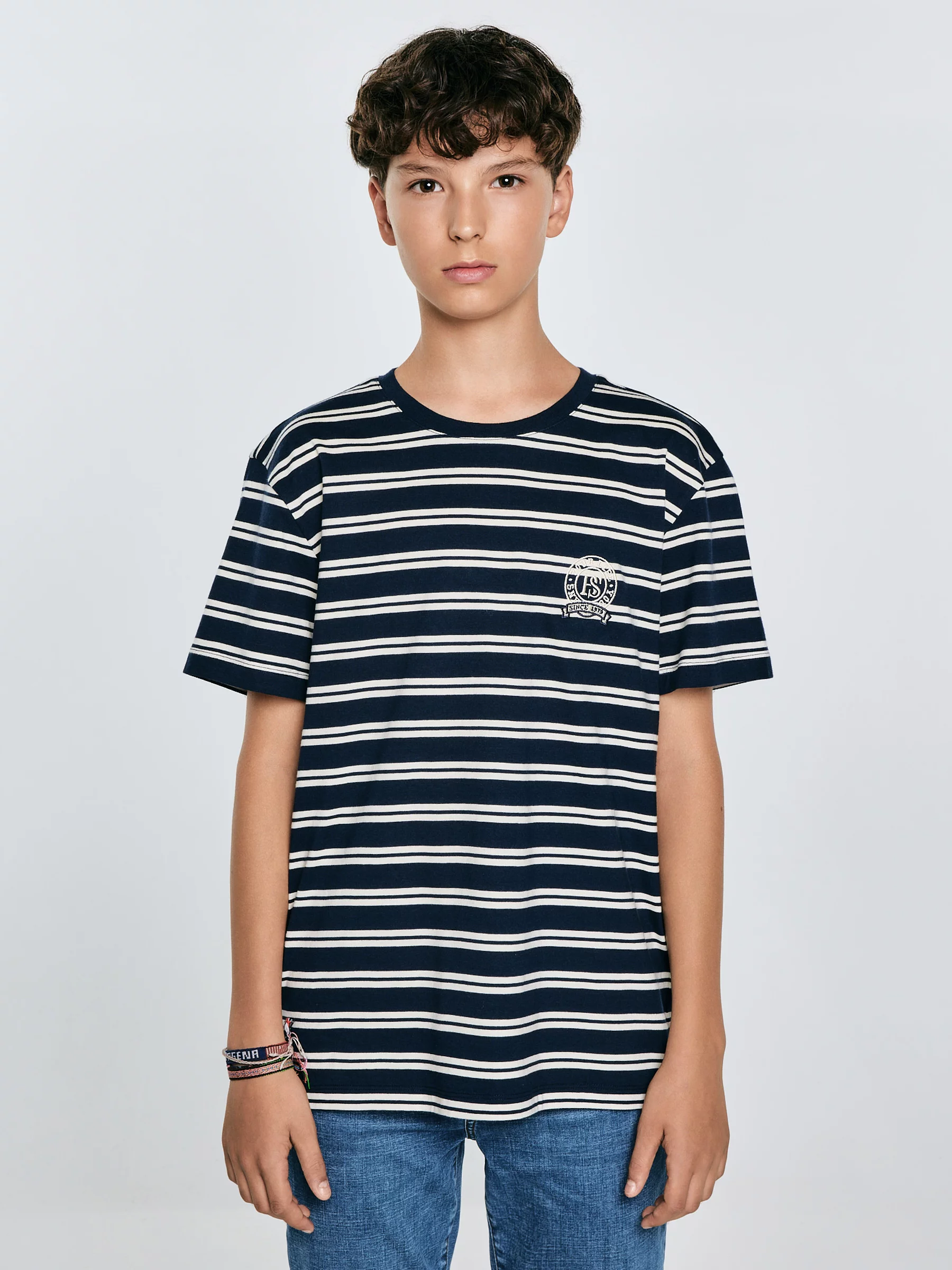 Koszulka chłopięca w paski granatowa Sewer 403