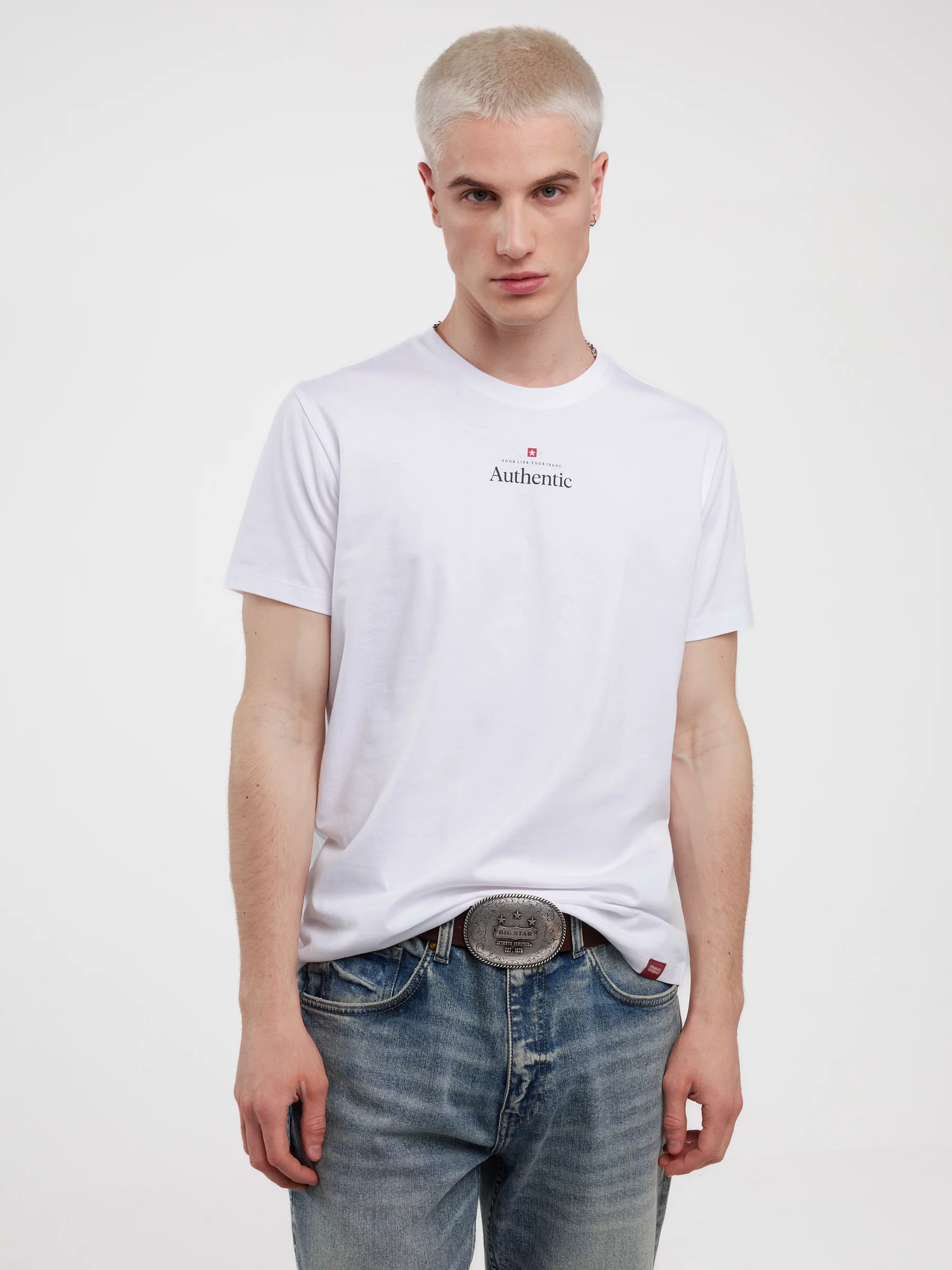 Koszulka męska z linii Authentic z nadrukiem biała Techmunen 101