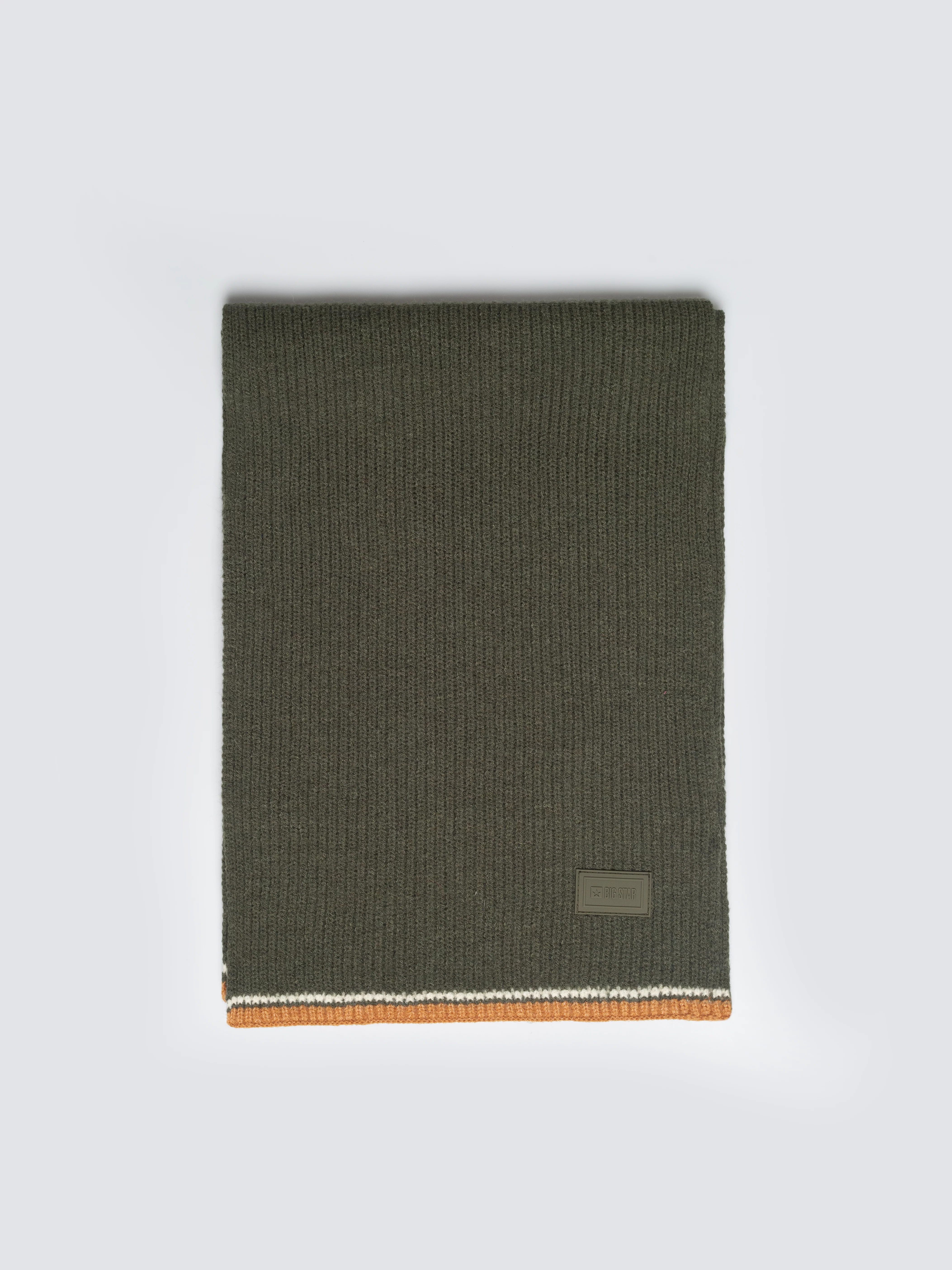 Szalik męski z kolorowym akcentem khaki Wandegors 303