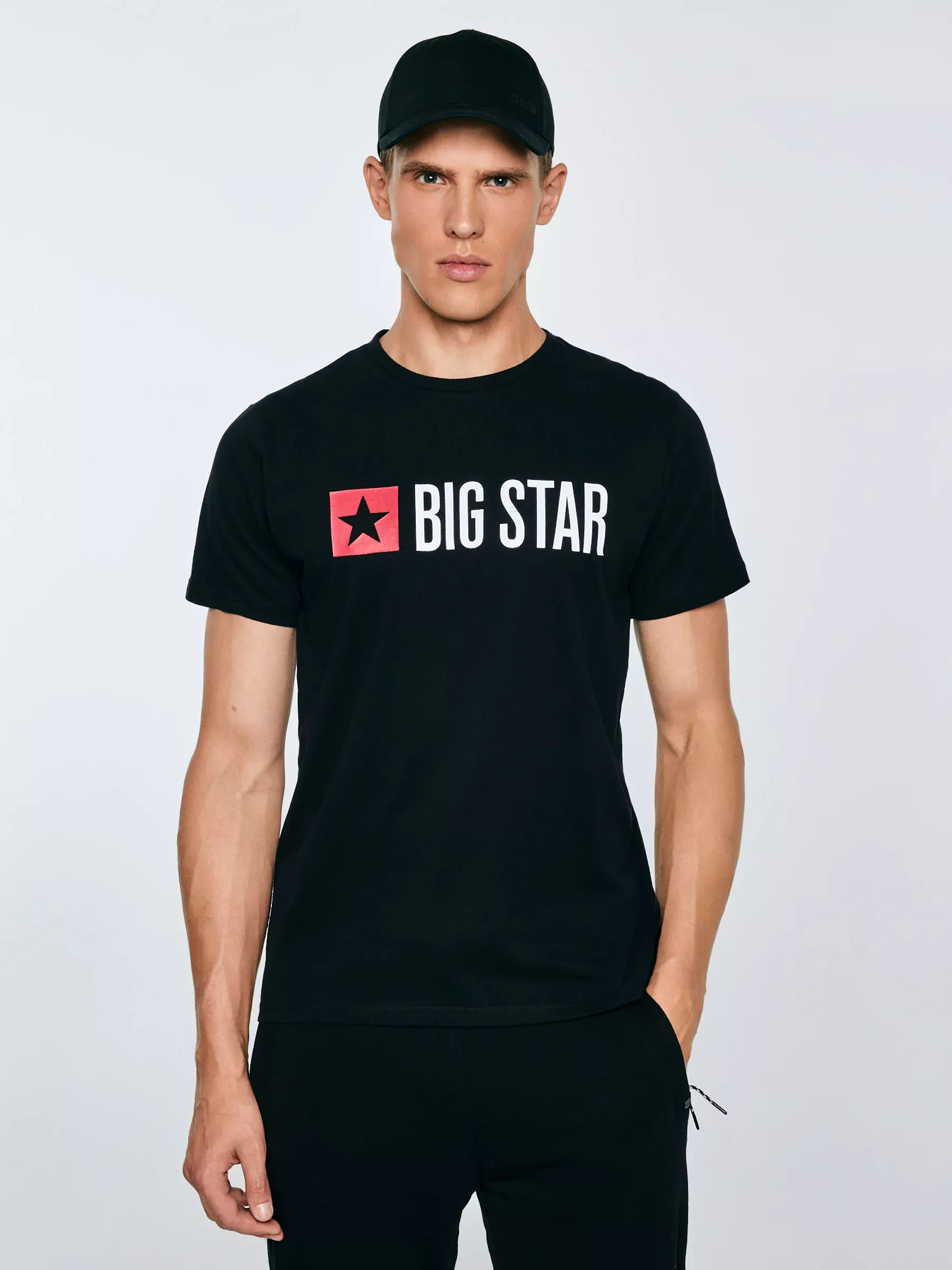 Koszulka męska z logo BIG STAR czarna Quado 906