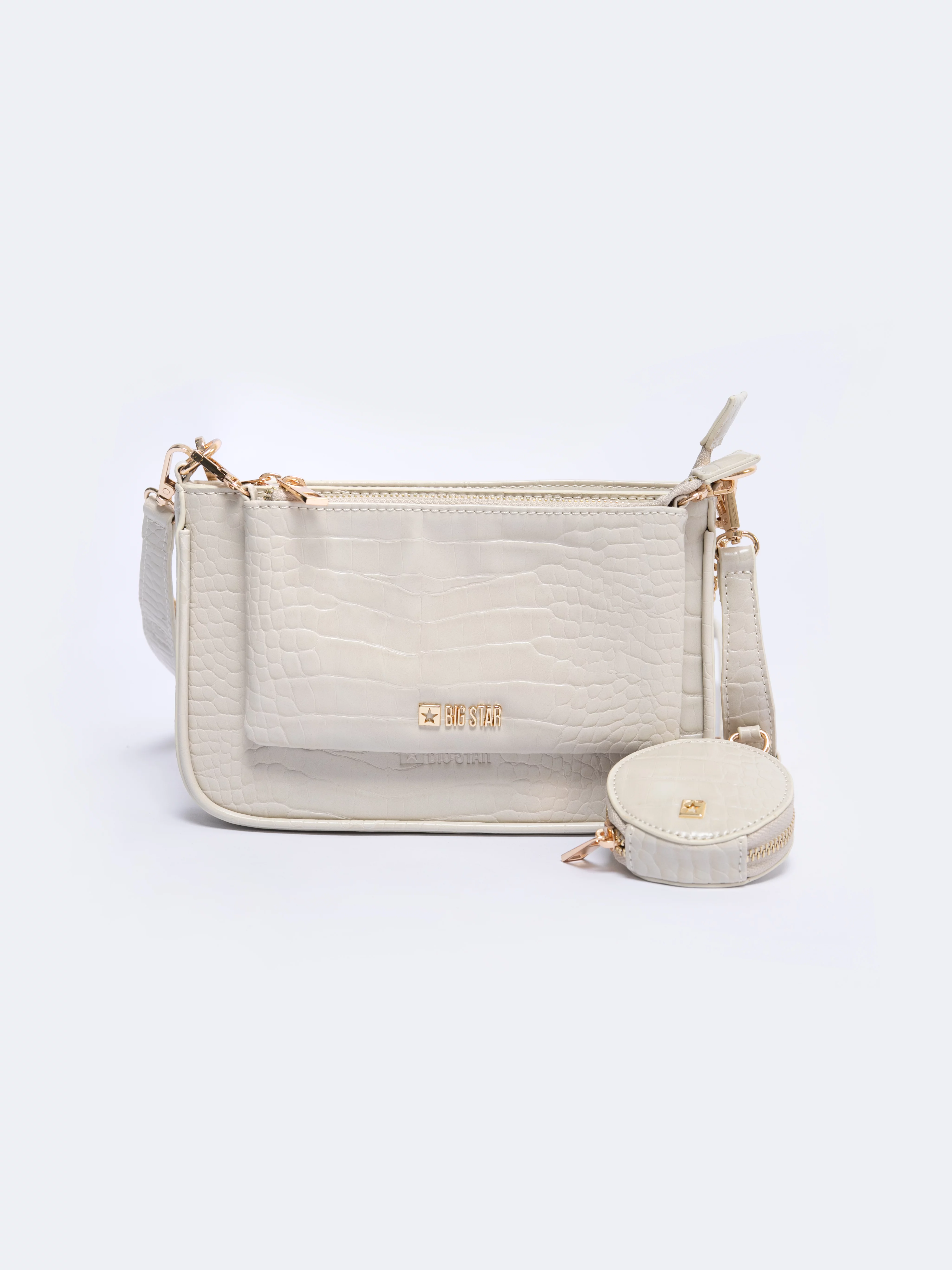 Torebka damska multibag o strukturze krokodyla kremowa Uteri 102