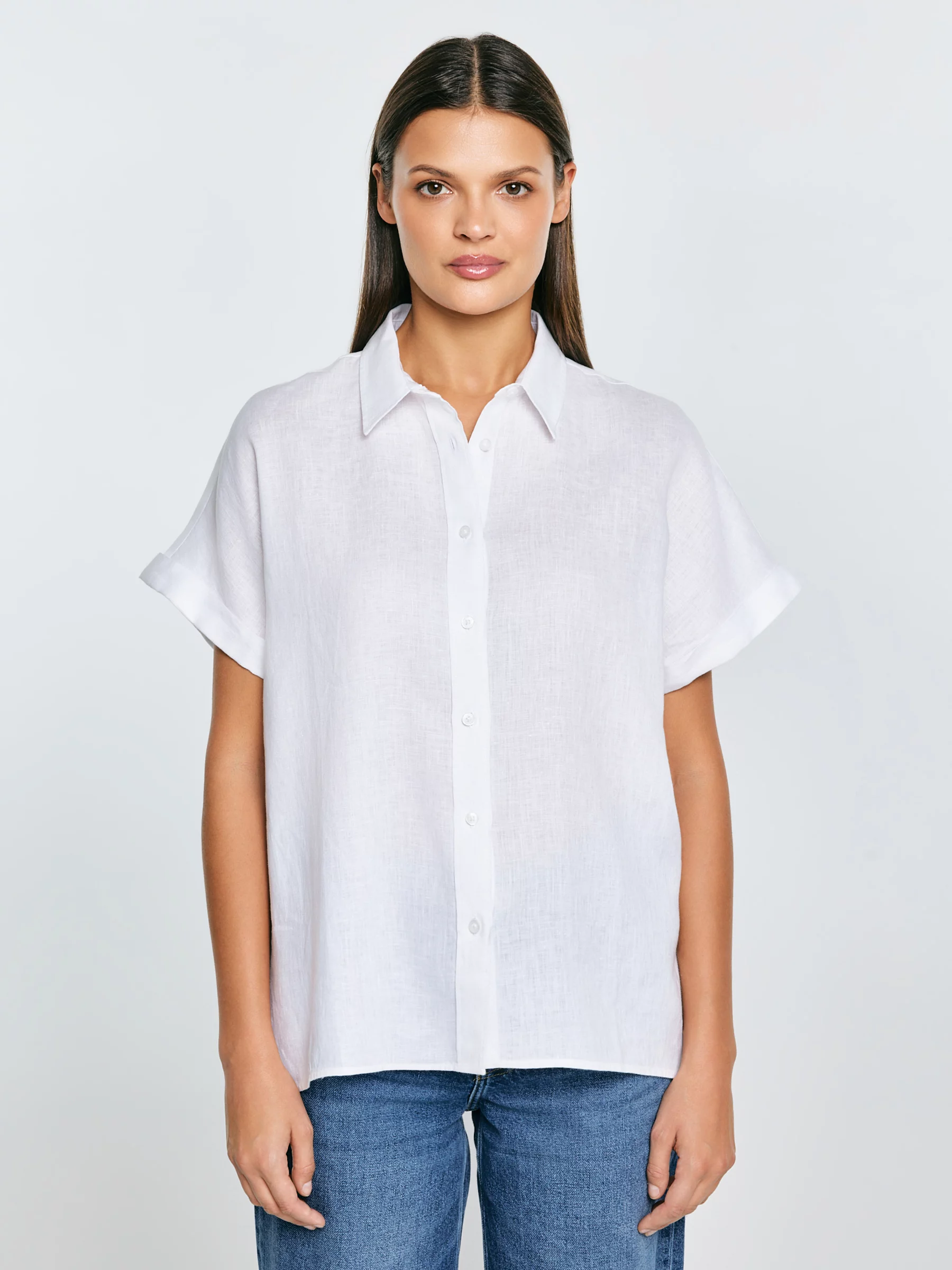 Koszula damska lniana biała Riore 101