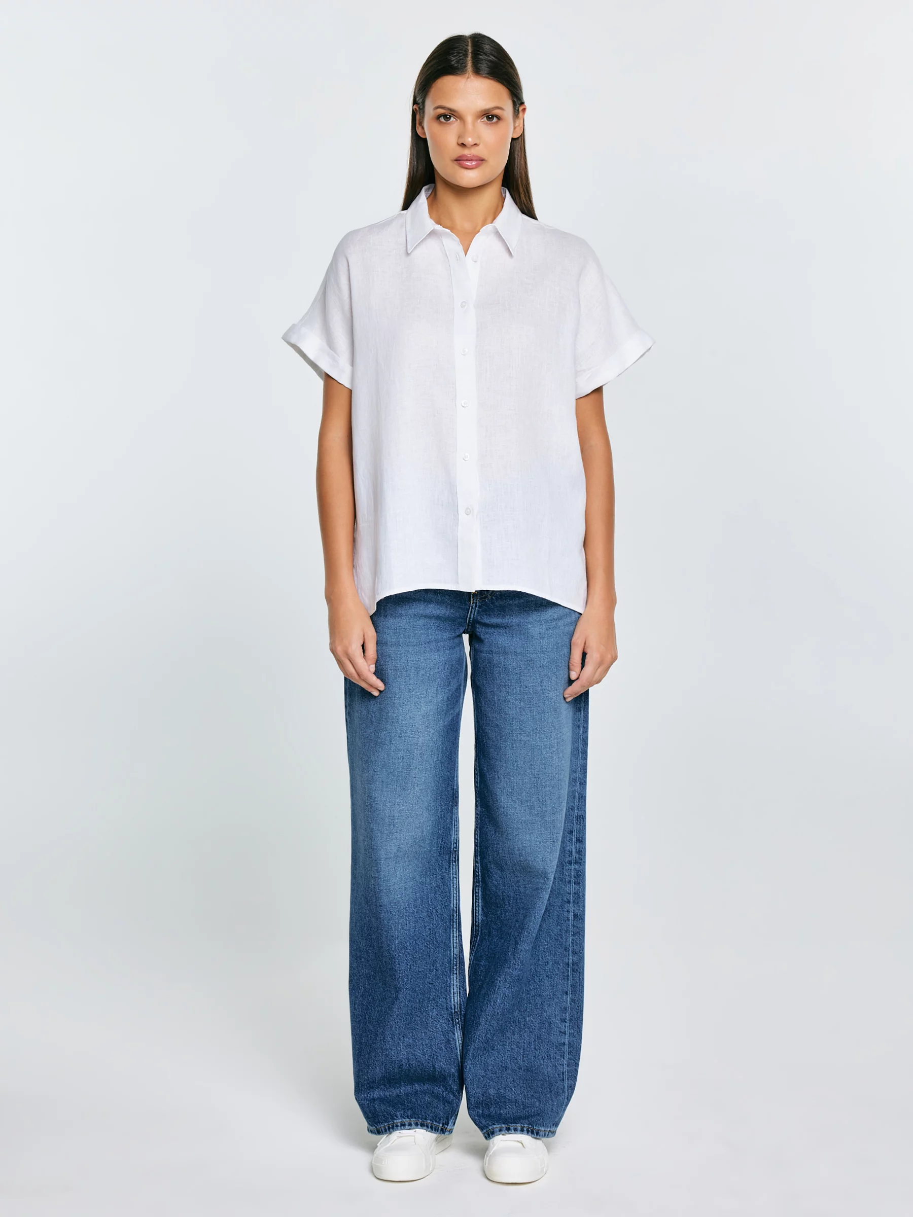 Koszula damska lniana biała Riore 101