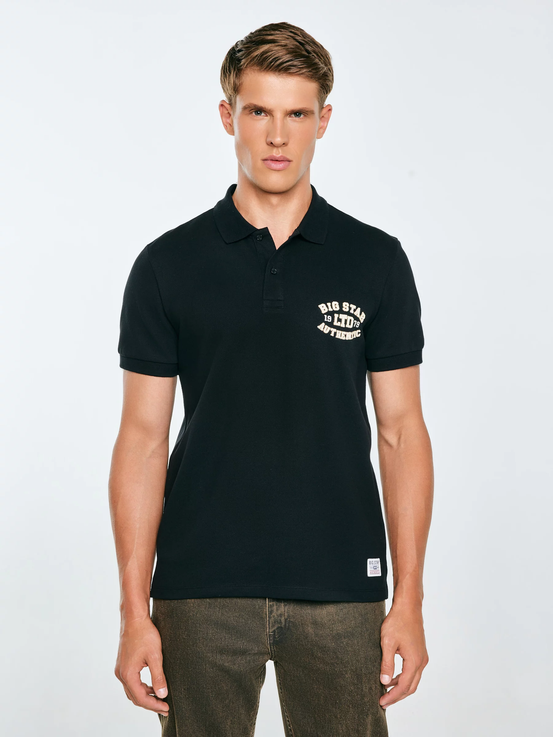 Koszulka męska polo czarna Livier 906