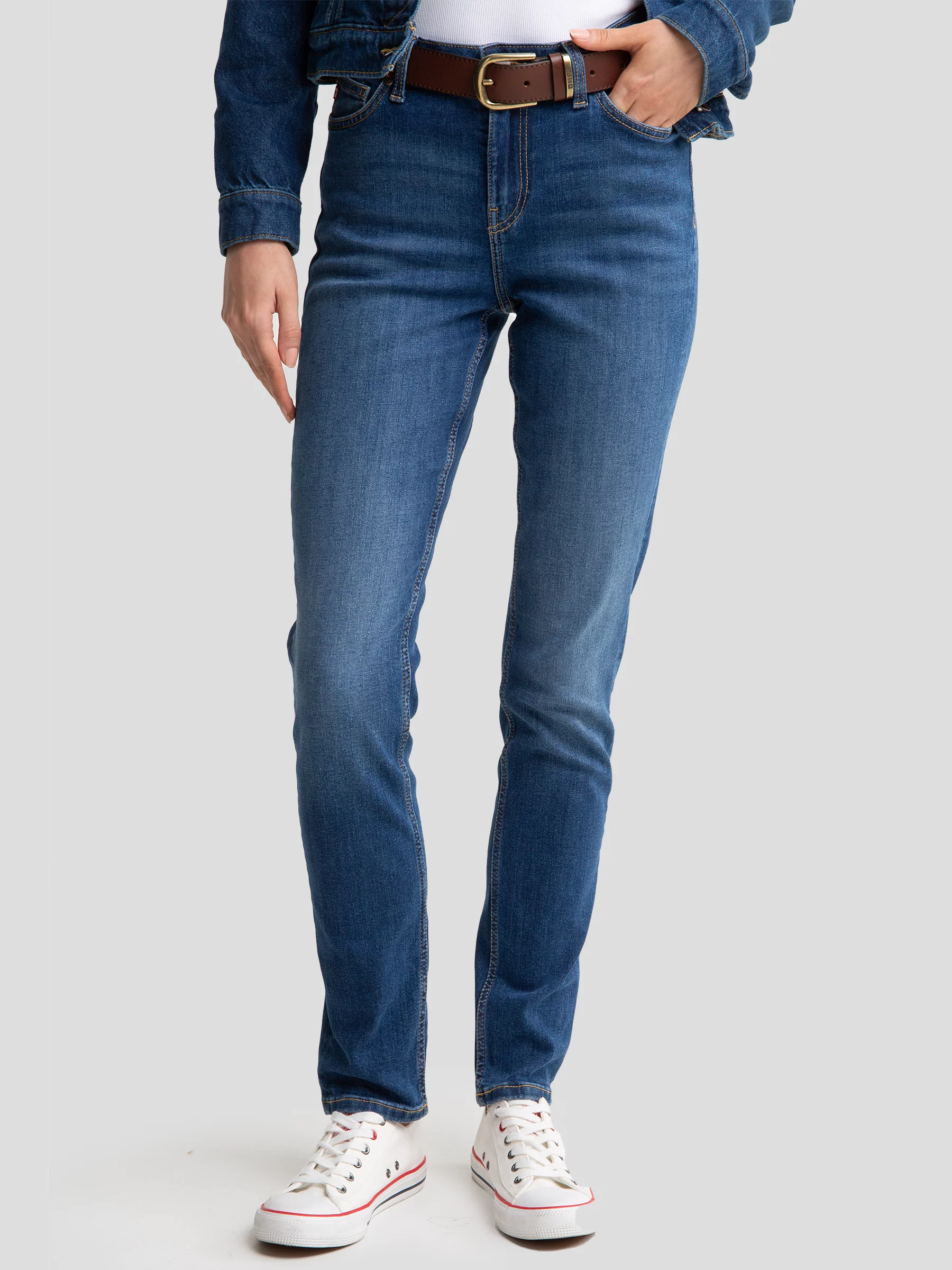 Jeansy damskie z wysokim stanem niebieskie Katrina High Waist 470