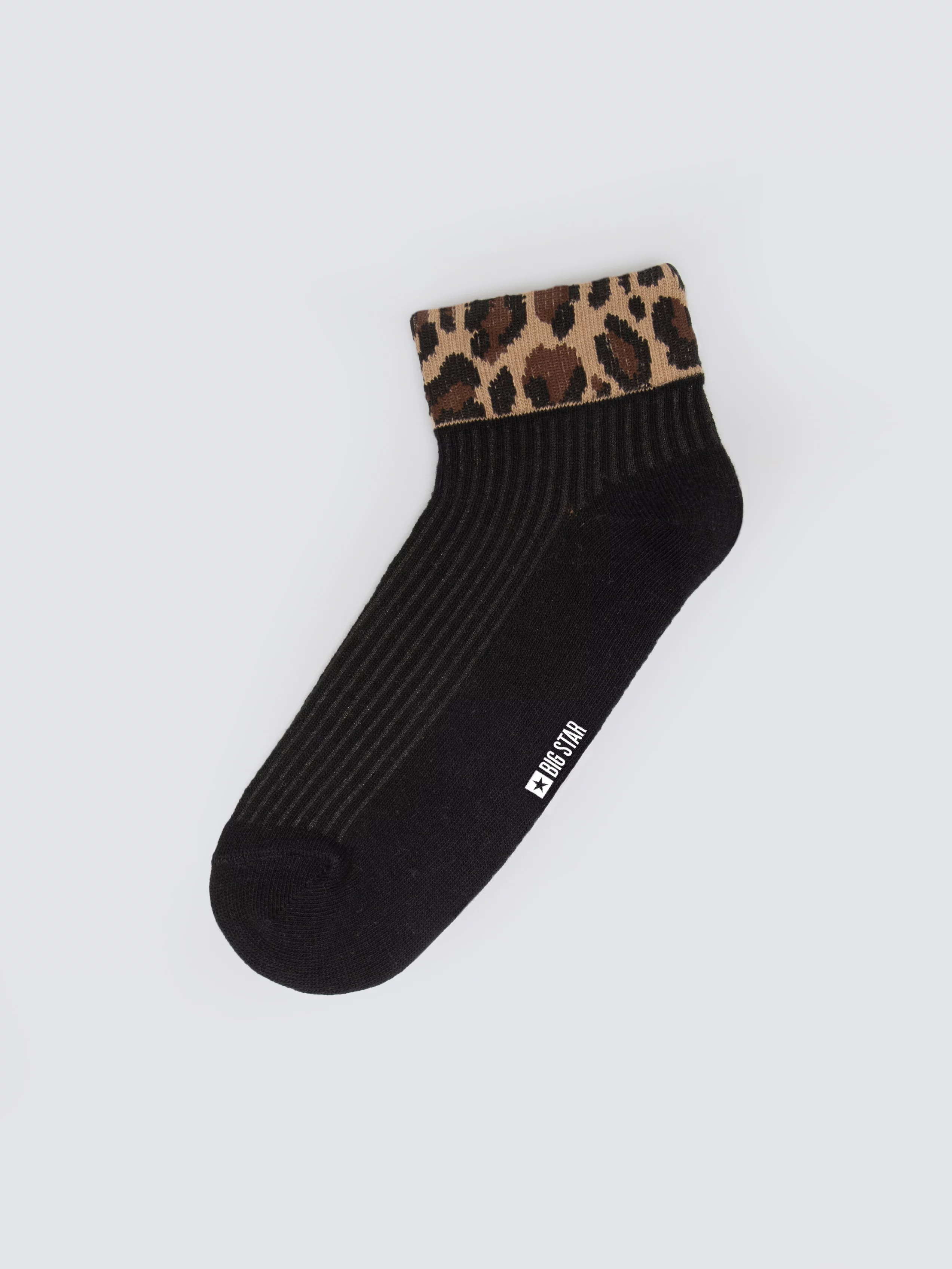 Stopki damskie z motywem panterki czarne Pantara 907