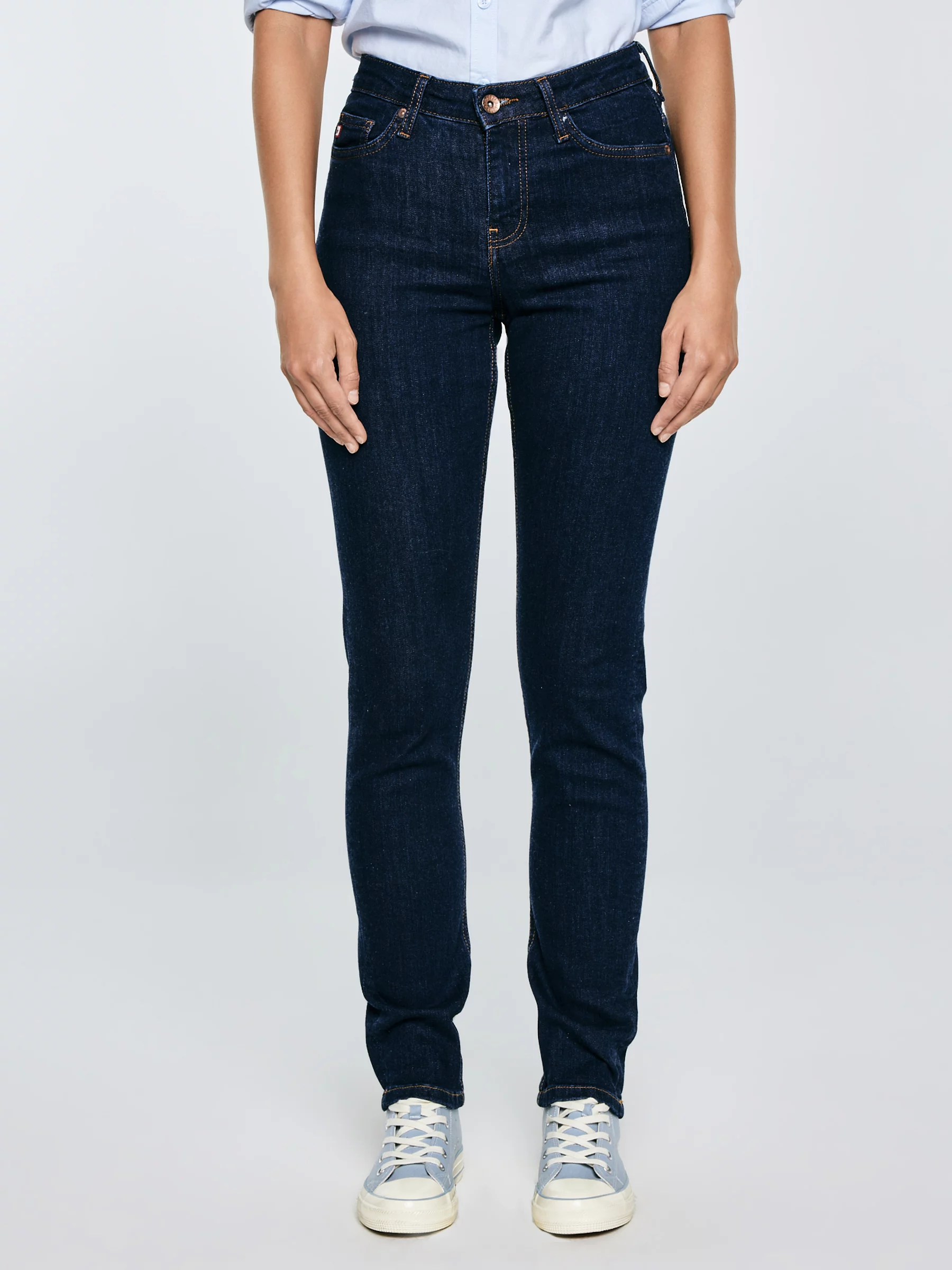 Jeansy damskie z wysokim stanem granatowe Katrina High Waist 720