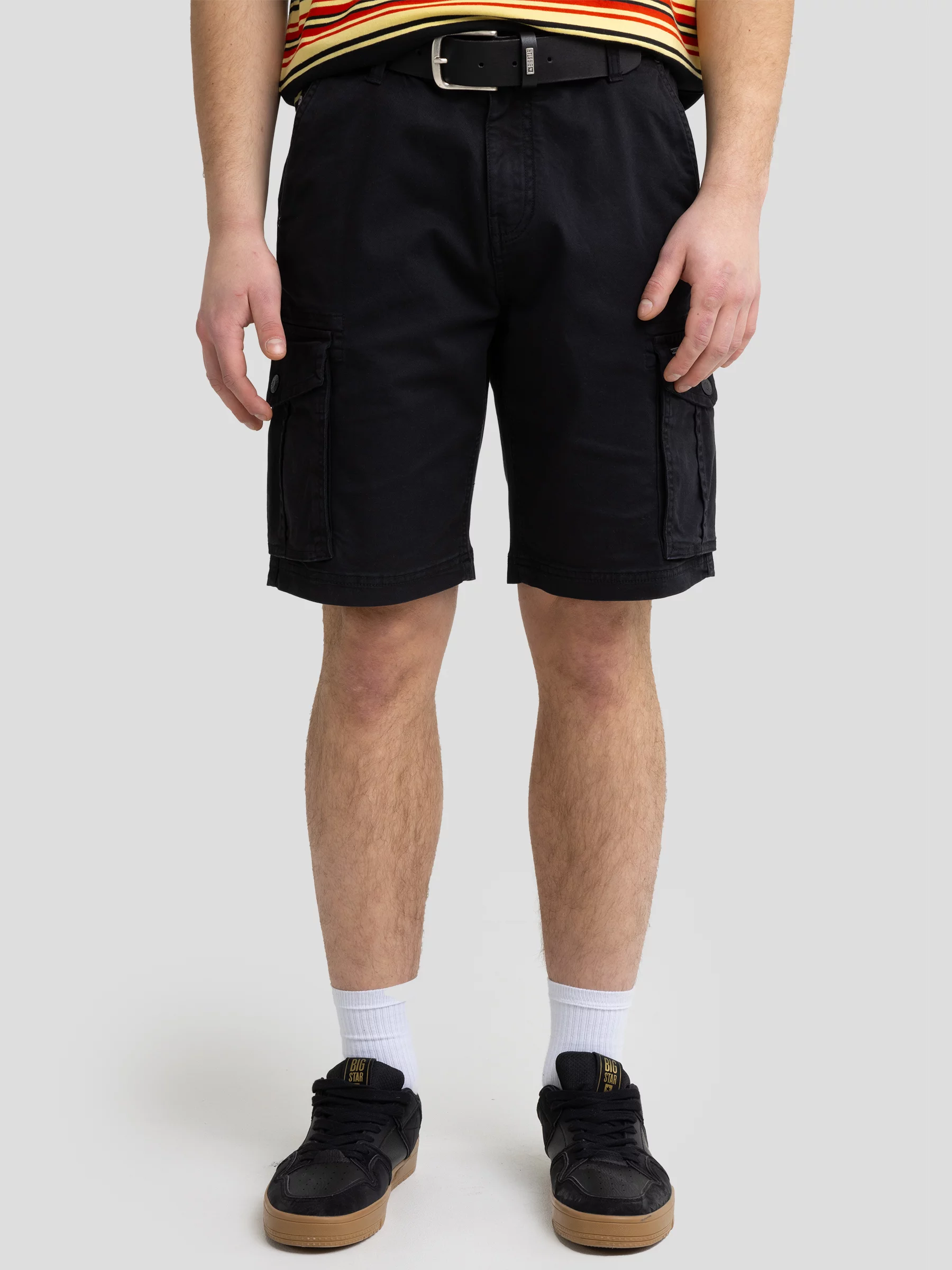 Szorty męskie z kieszeniami cargo czarne Morrise 906