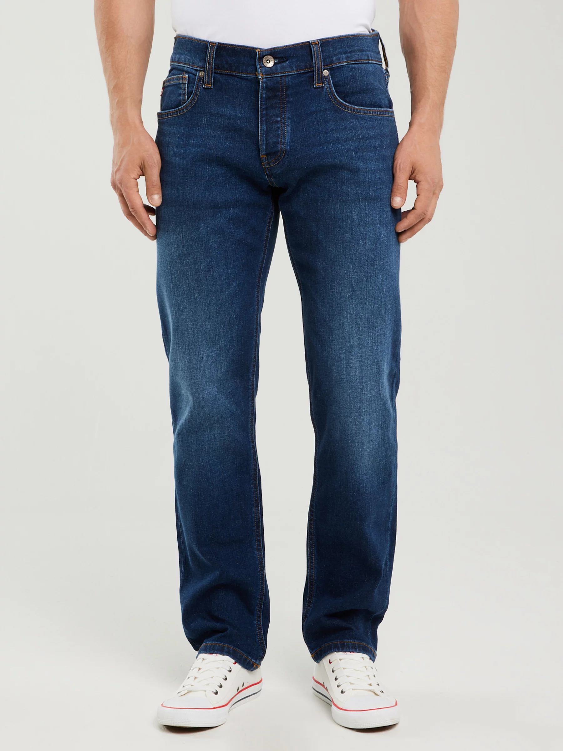 Jeansy męskie z prostą nogawką granatowe Ronald 315