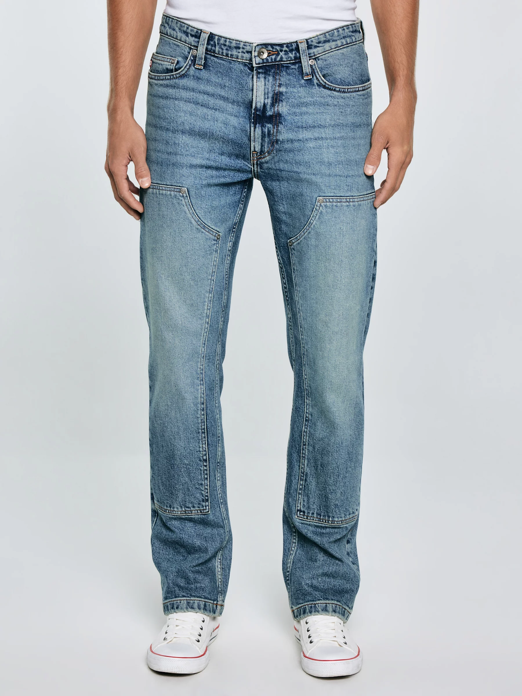 Jeansy męskie z przeszyciami niebieskie Colt Double Knee 406