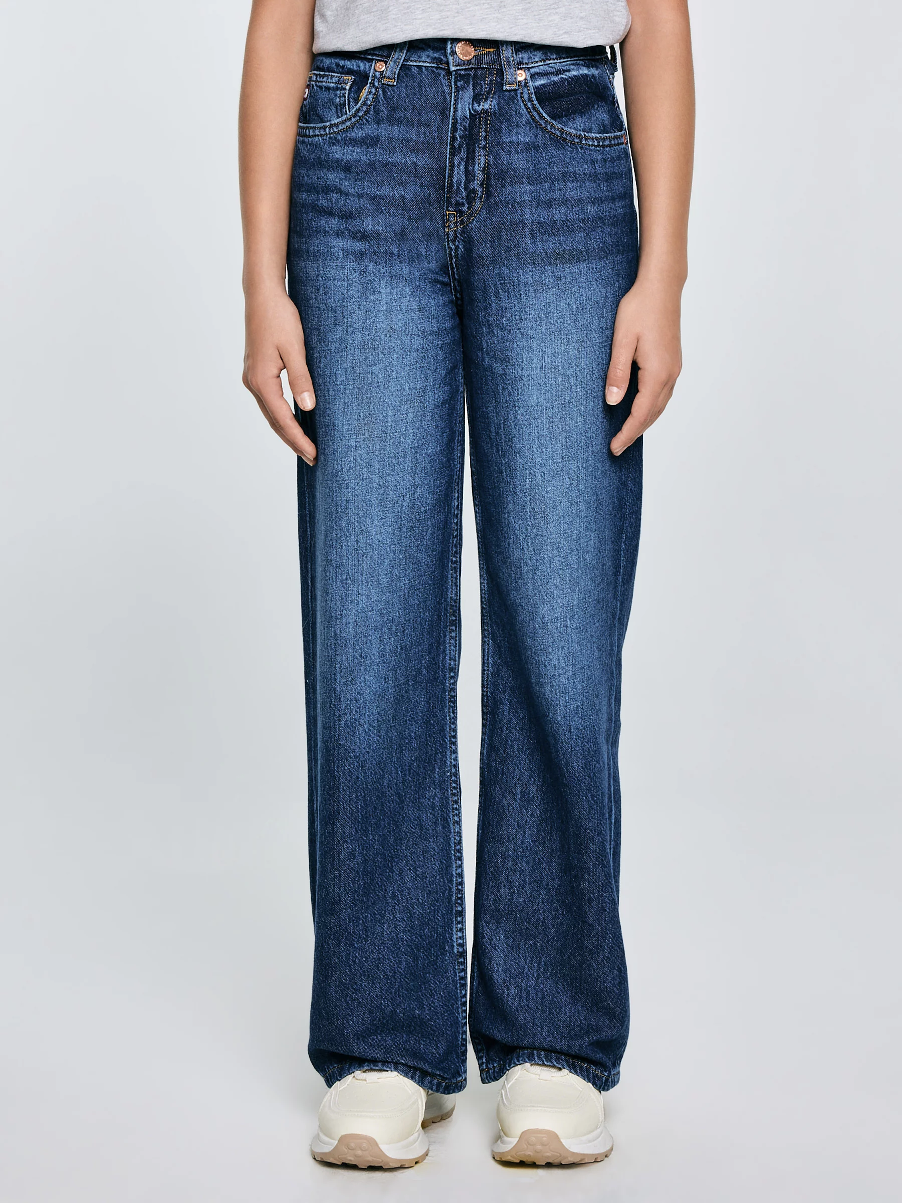 Jeansy dziewczęce z szeroką nogawką granatowe Natalie 514