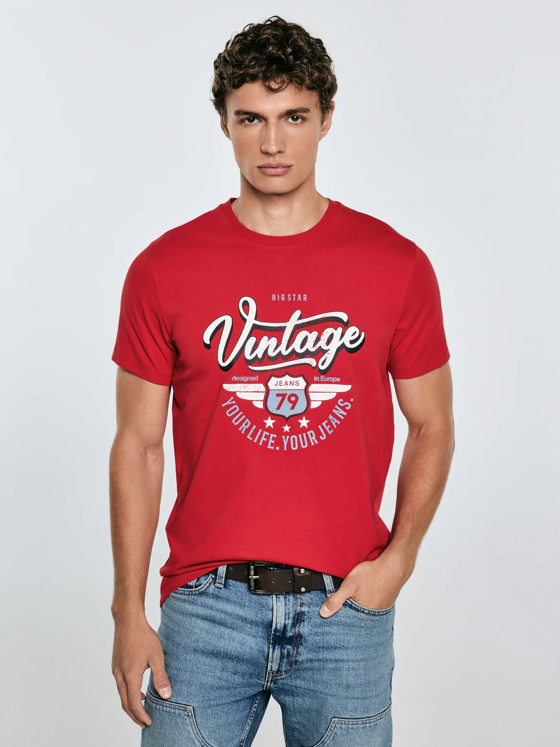 Koszulka męska z nadrukiem czerwona Merret 603