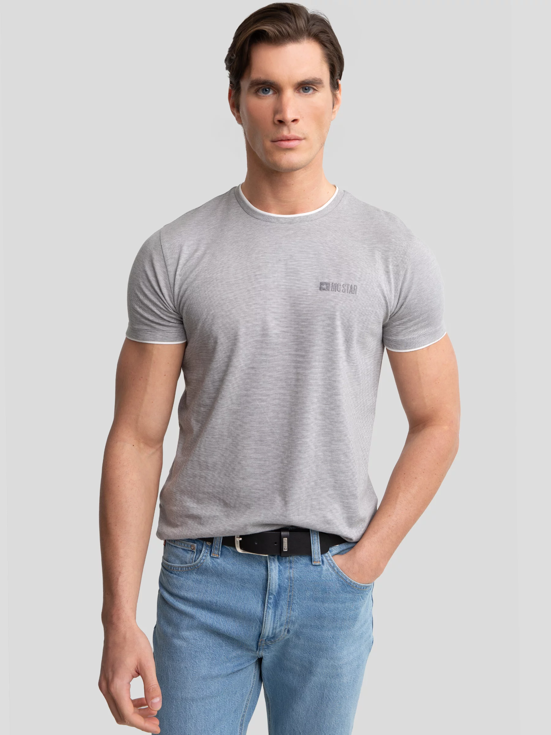 Koszulka męska melanżowa szara Fredris 903
