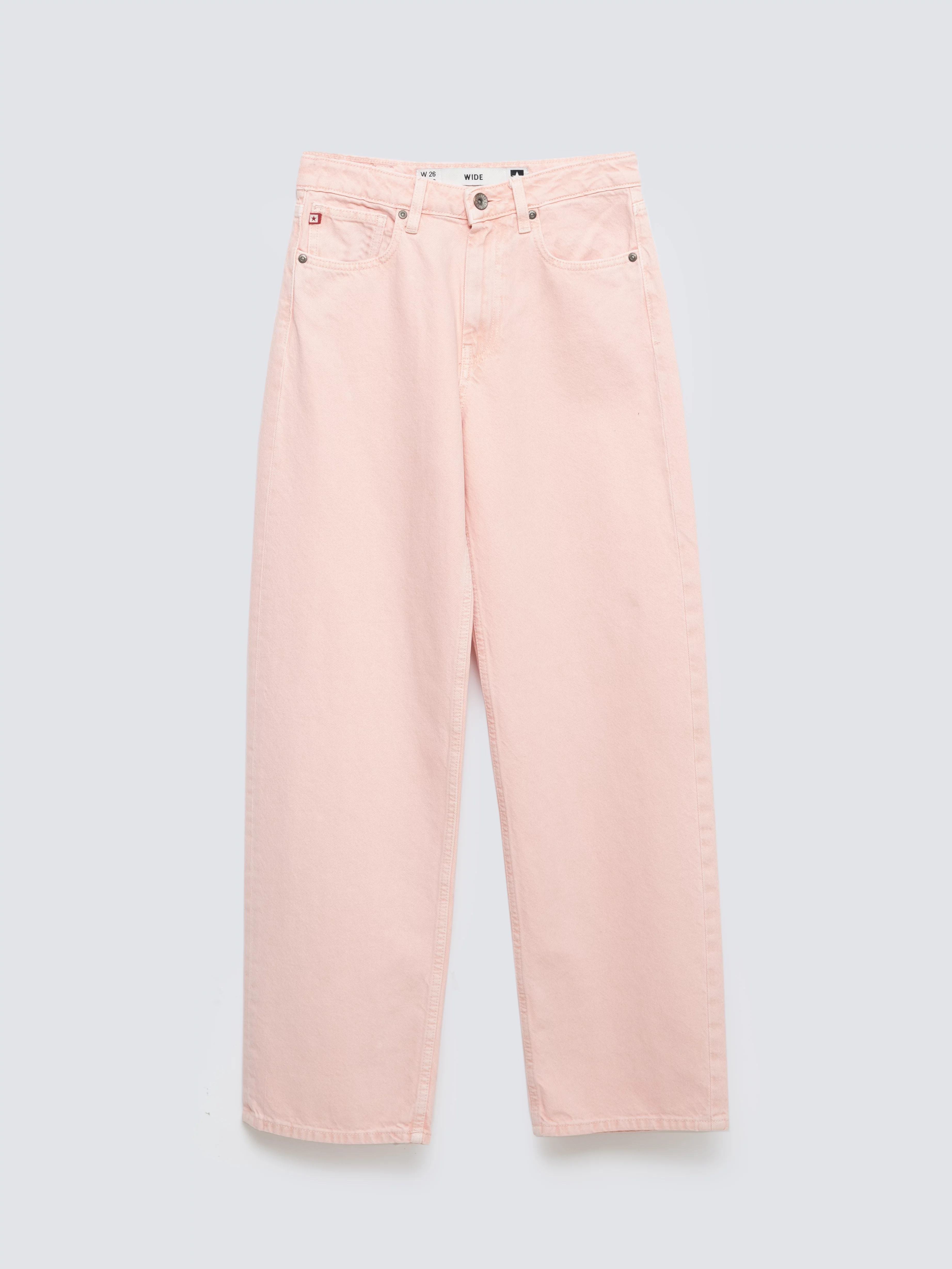 Jeansy damskie z rozszerzaną nogawką różowe Meg 601