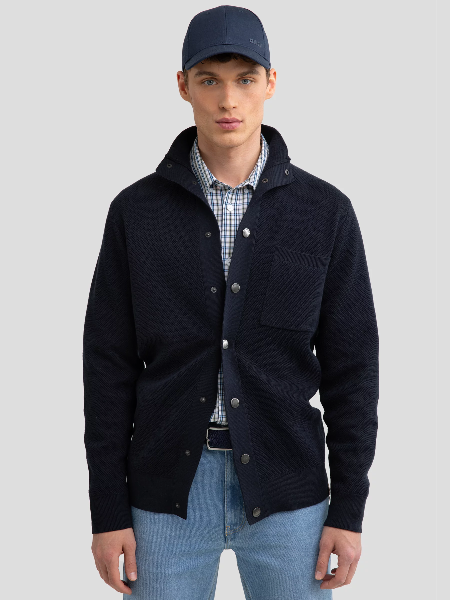 Kardigan męski na zatrzaski granatowy Harold 403