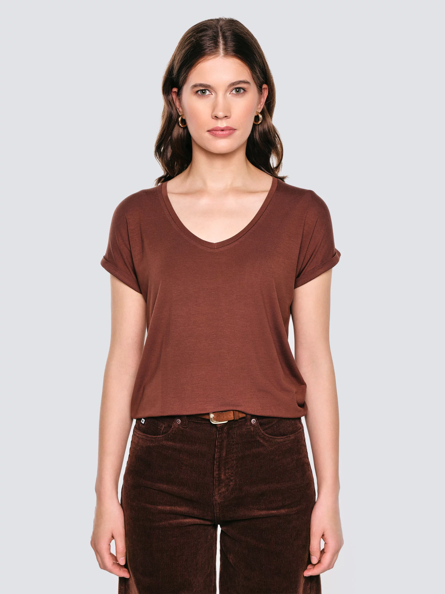 Koszulka damska o luźnym kroju brązowa Valeria 804
