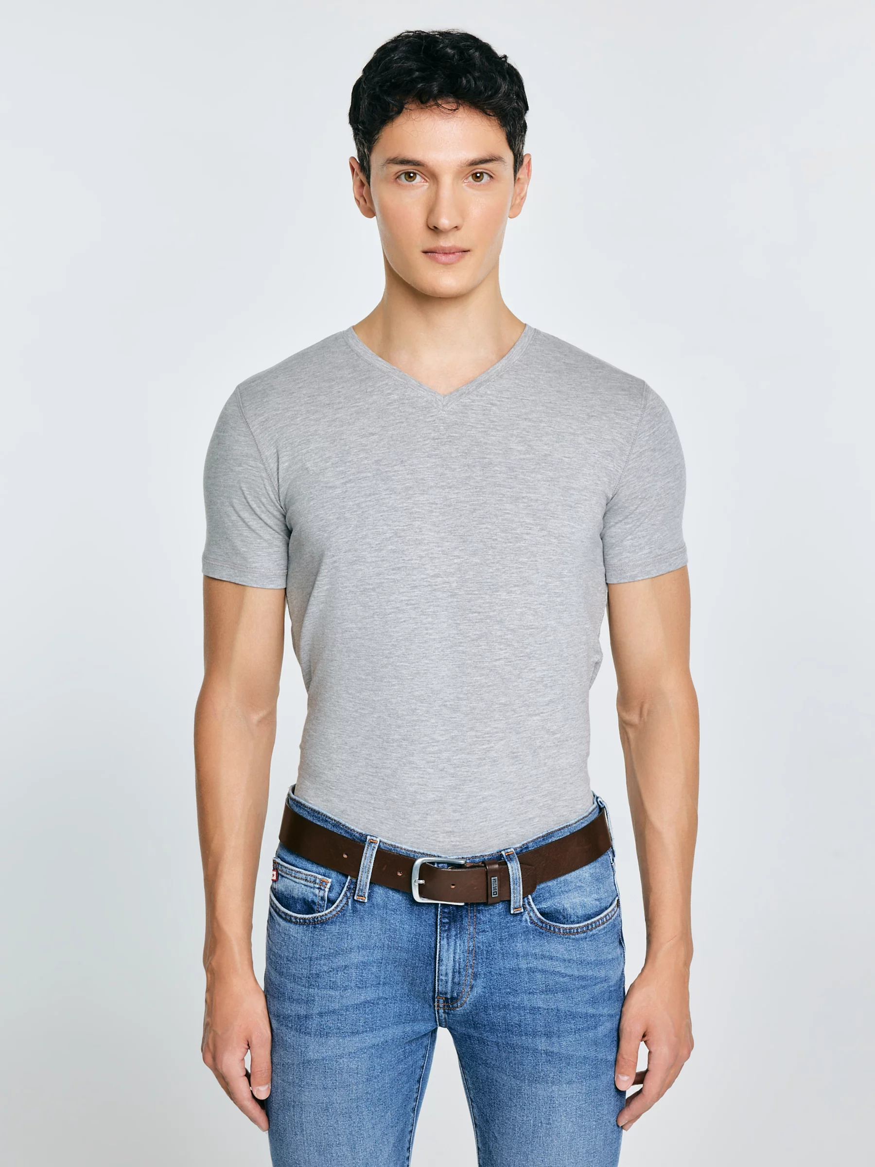 Koszulka męska v-neck z bawełny supima szara Supiclassicov 901