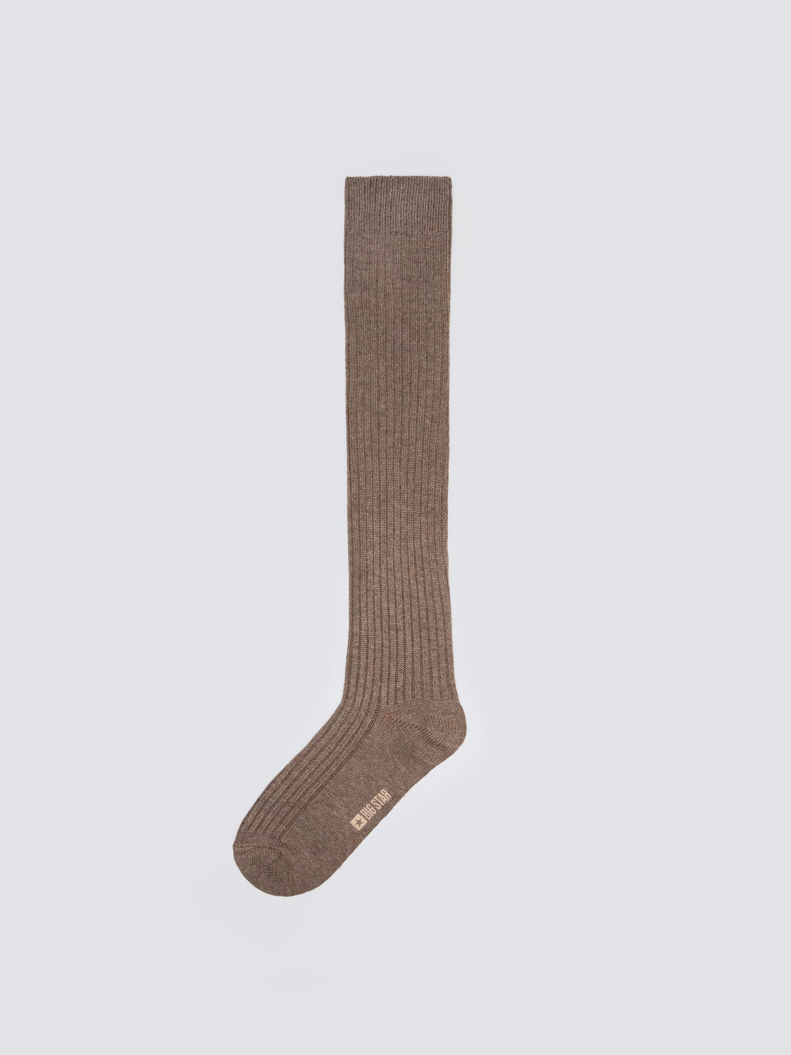 Podkolanówki damskie prążkowane z dodatkiem wełny brązowe Inga 804