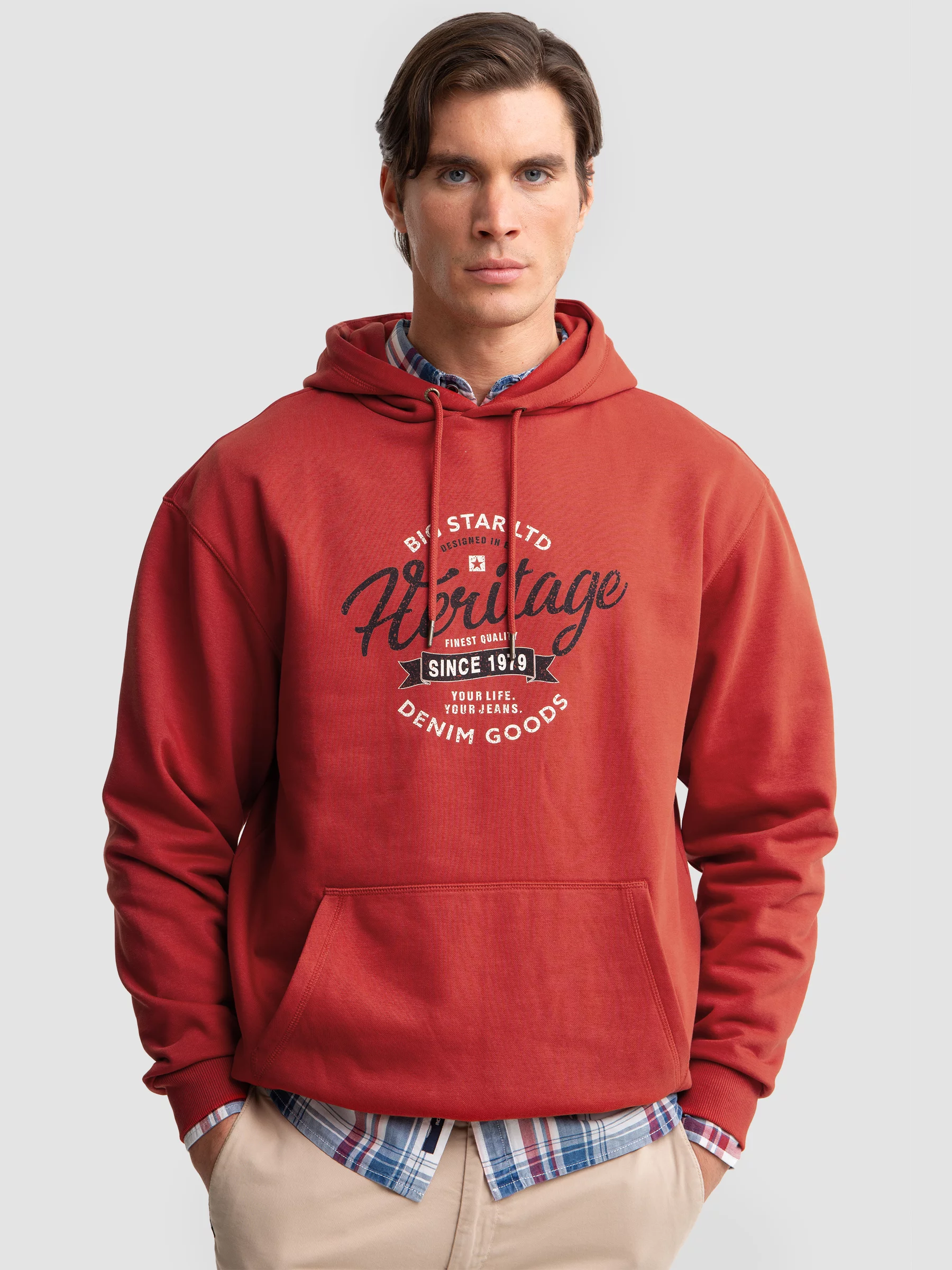 Bluza męska z kapturem z nadrukiem czerwona Herity 704