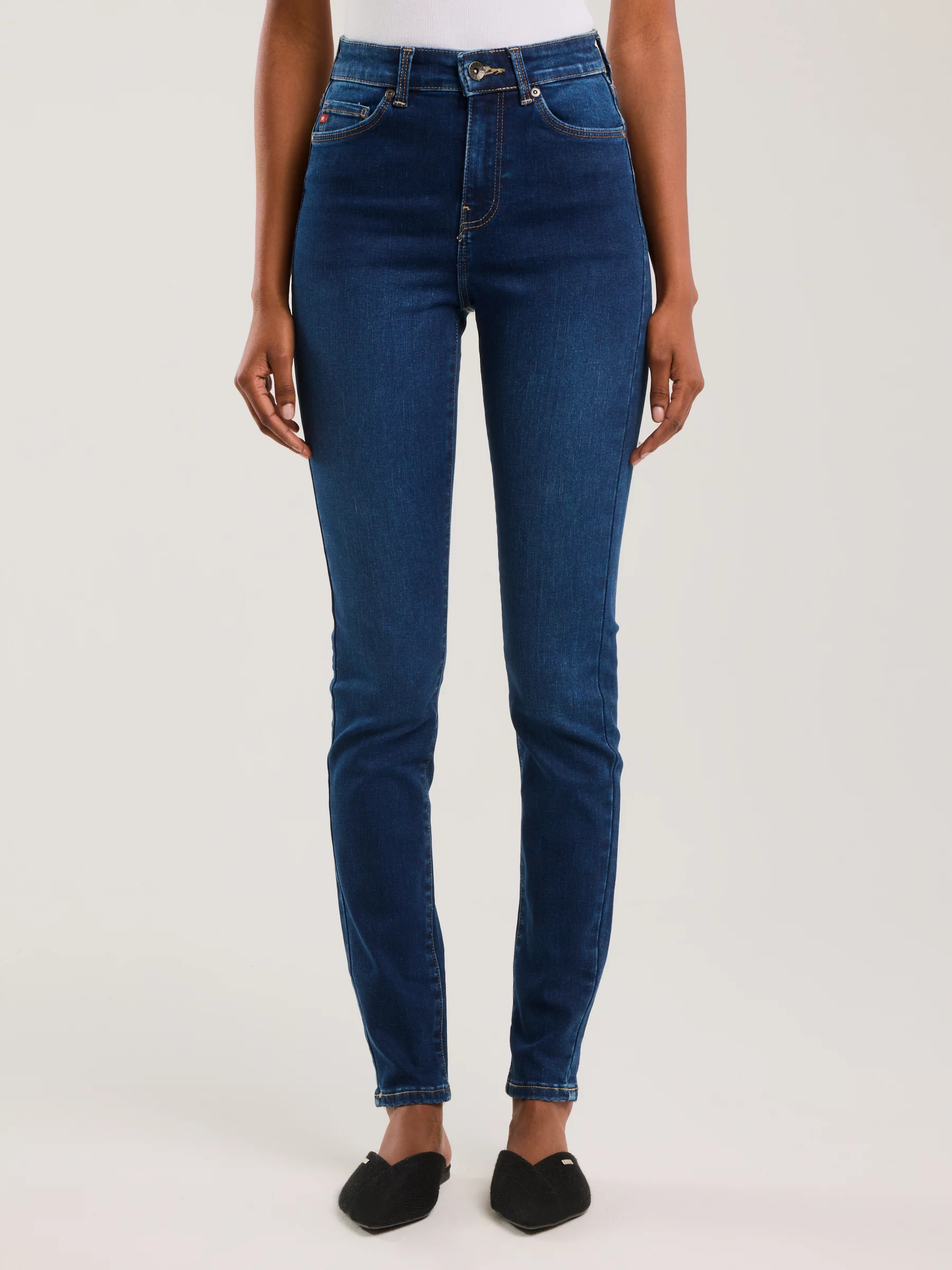 Jeansy damskie skinny z wysokim stanem niebieskie Clara 358