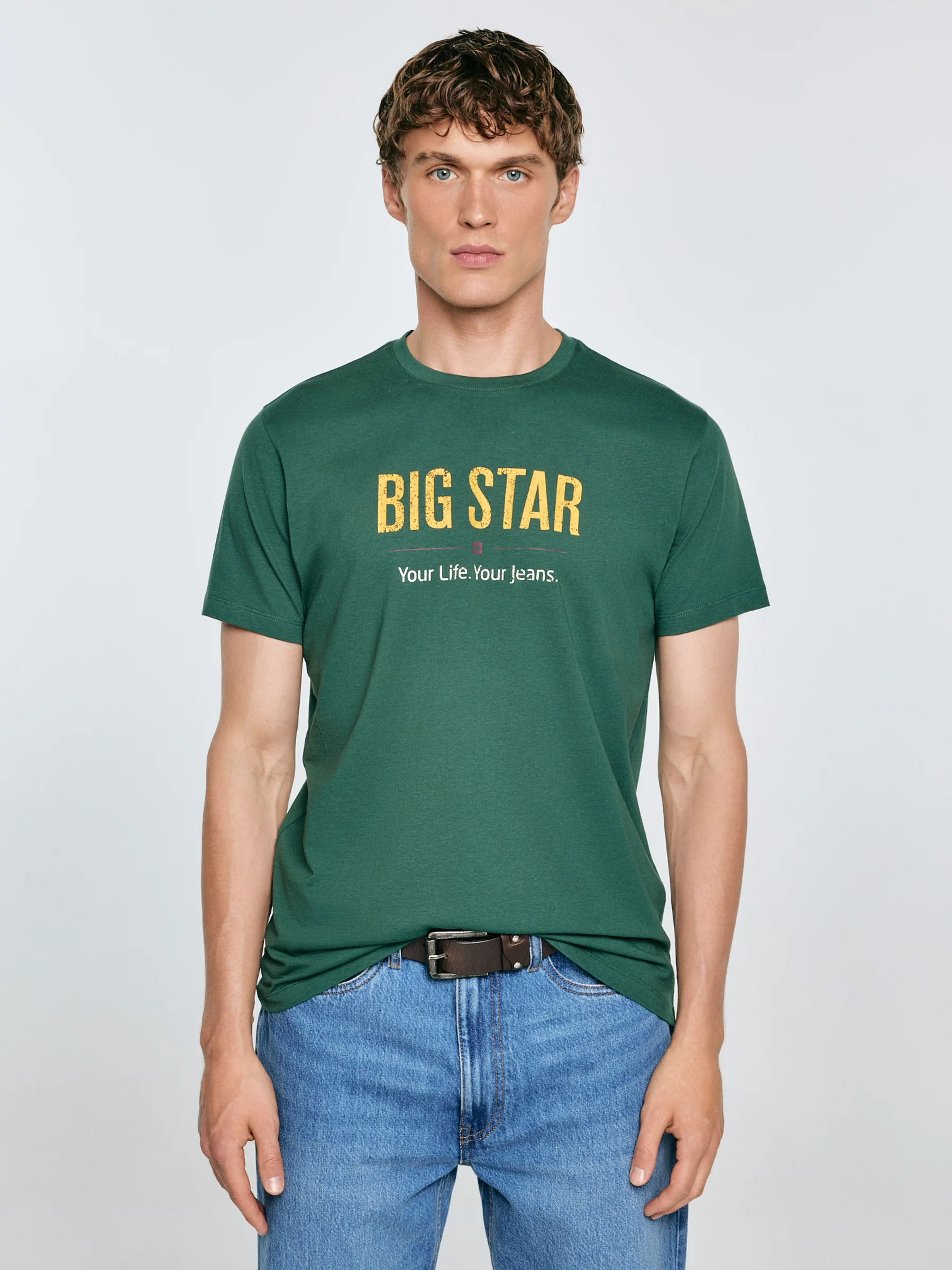 Koszulka męska o klasycznym kroju zielona Bruno 300