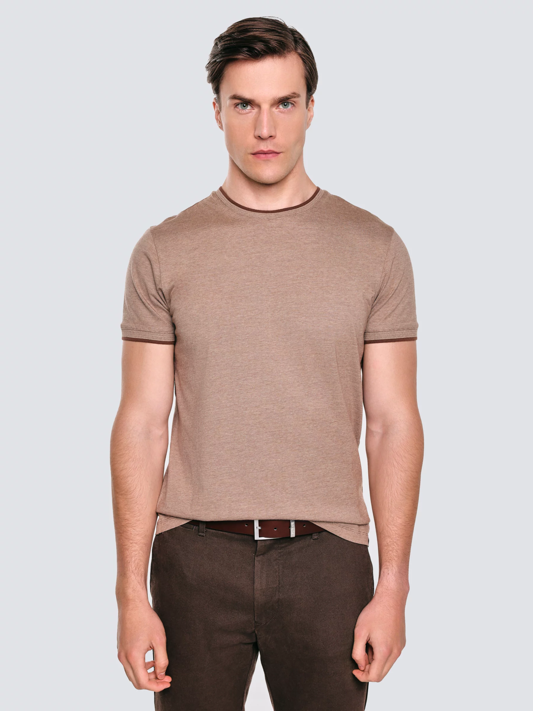 Koszulka męska melanżowa brązowa Lobber 804