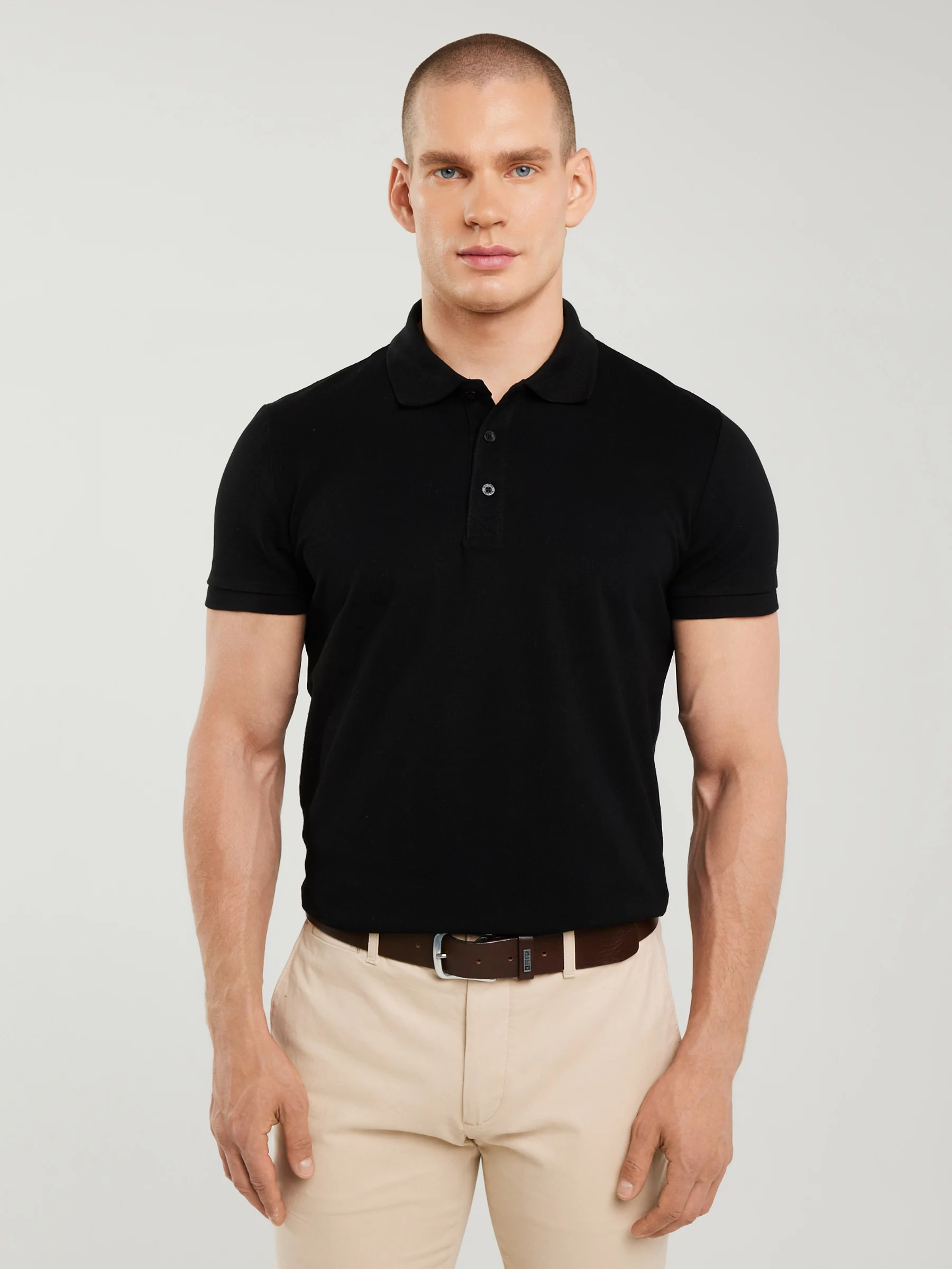 Koszulka męska polo czarna Markolinos 906