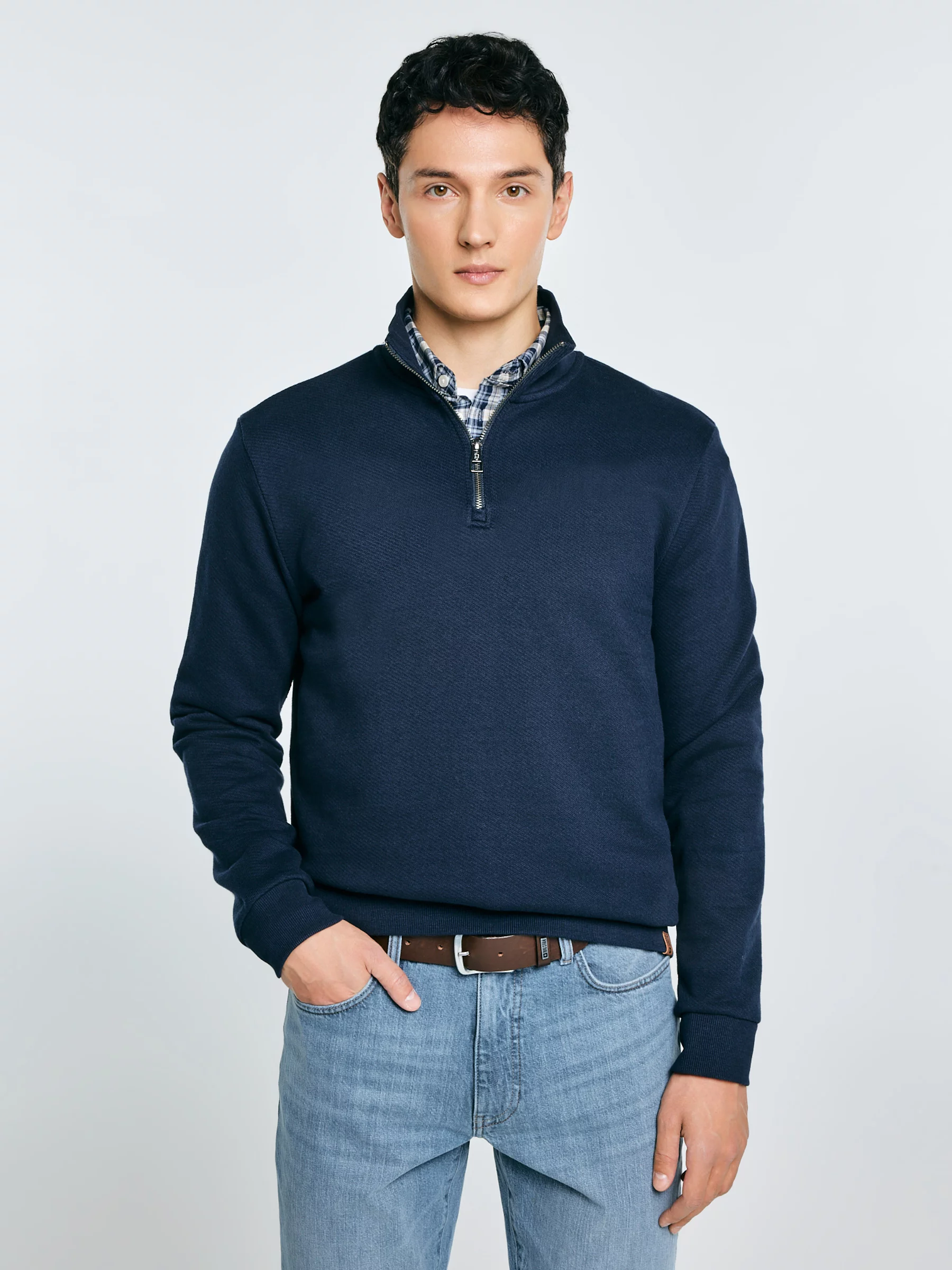 Bluza męska ze stójką granatowa Salih 403