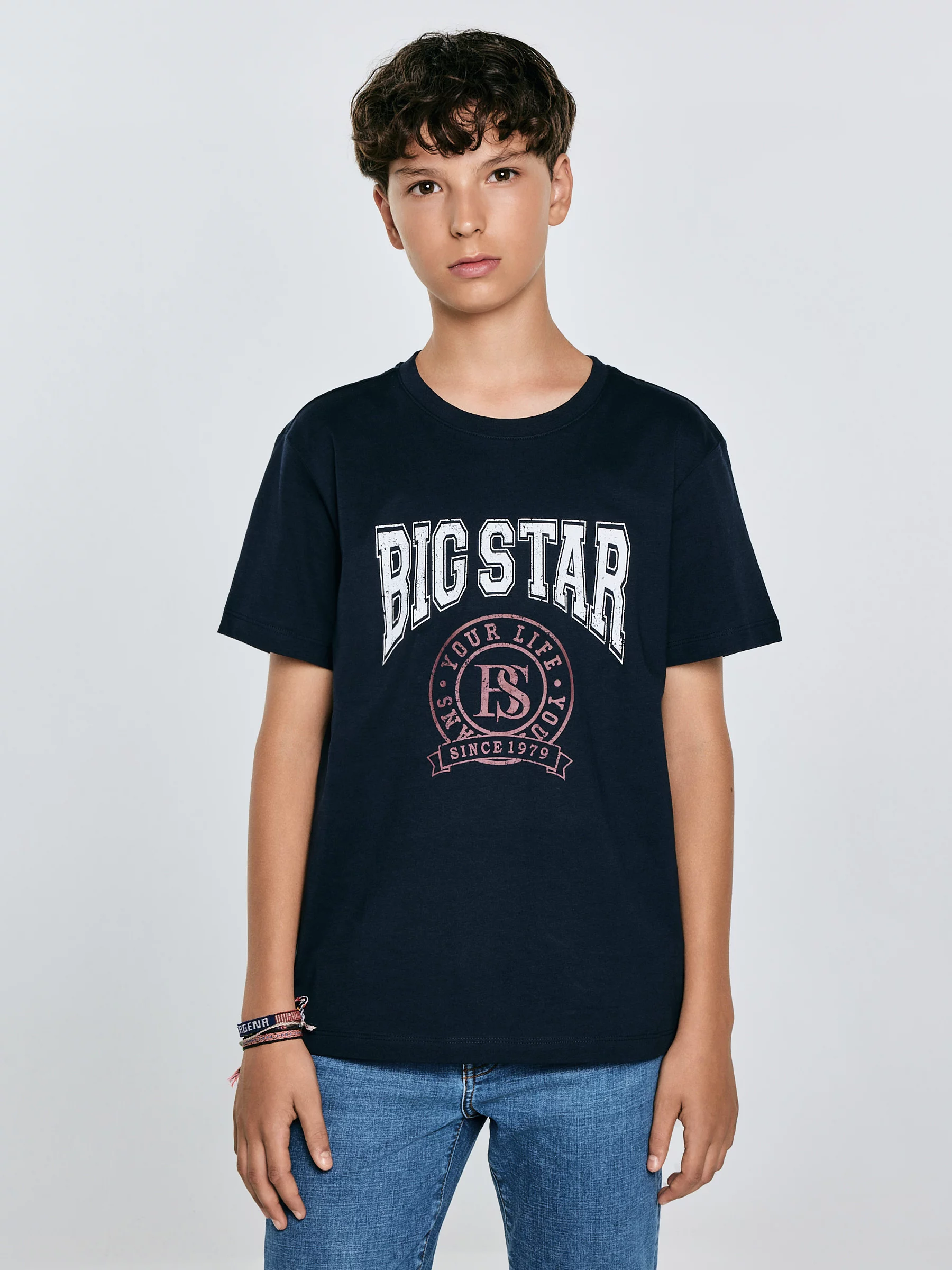 Koszulka chłopięca z nadrukiem granatowa Mauter 403