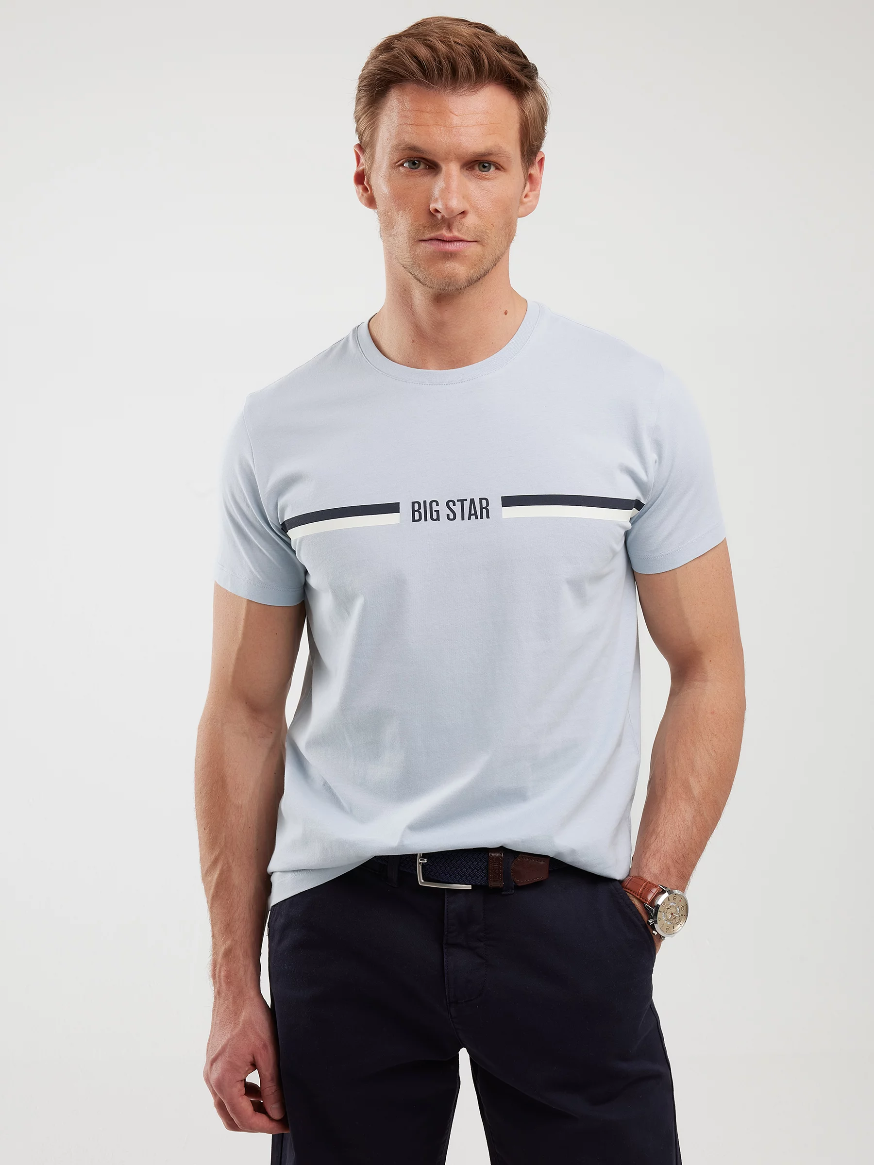 Koszulka męska z nadrukiem niebieska Lexor 400