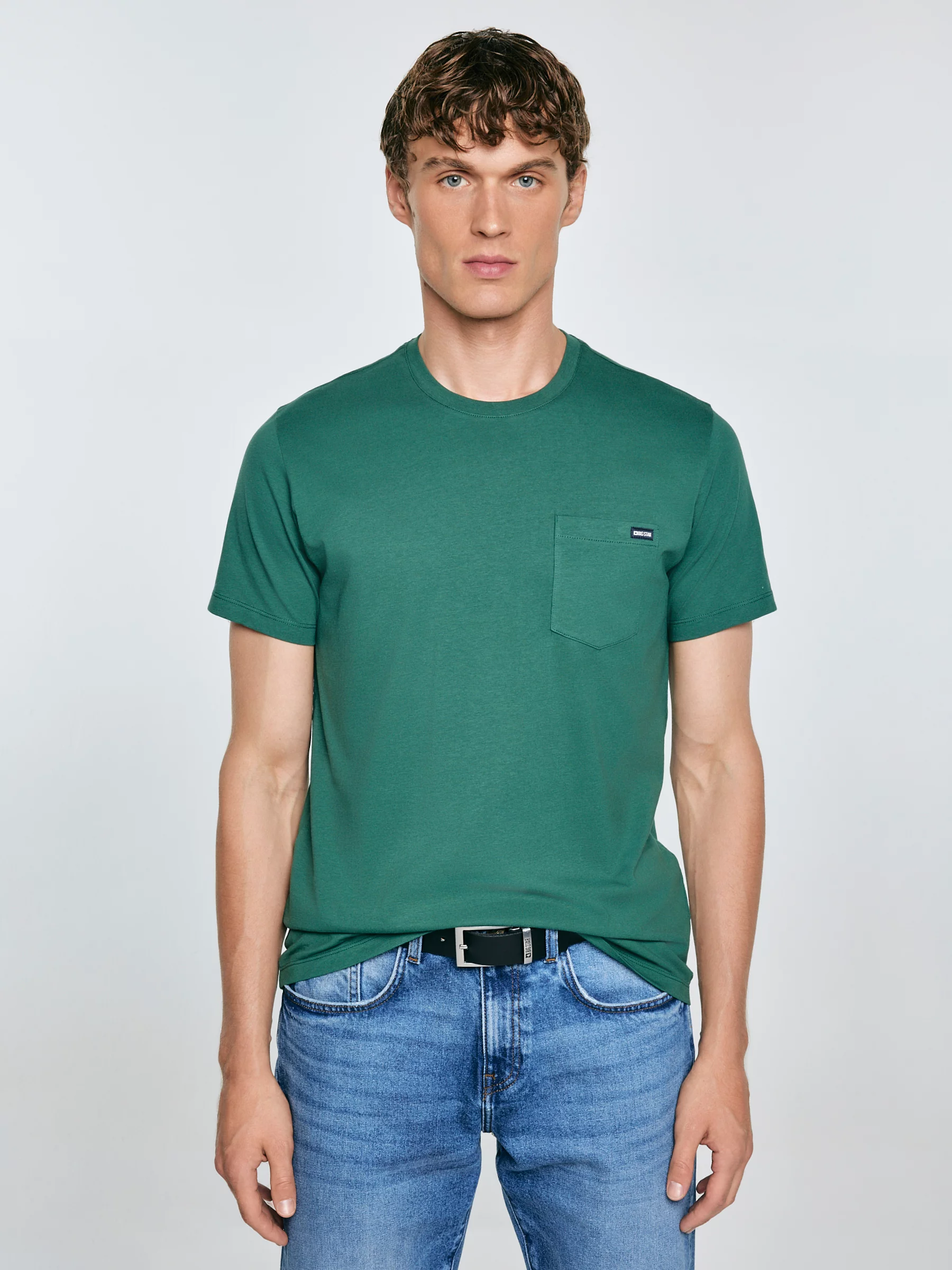 Koszulka męska z kieszonką zielona Carbon 304