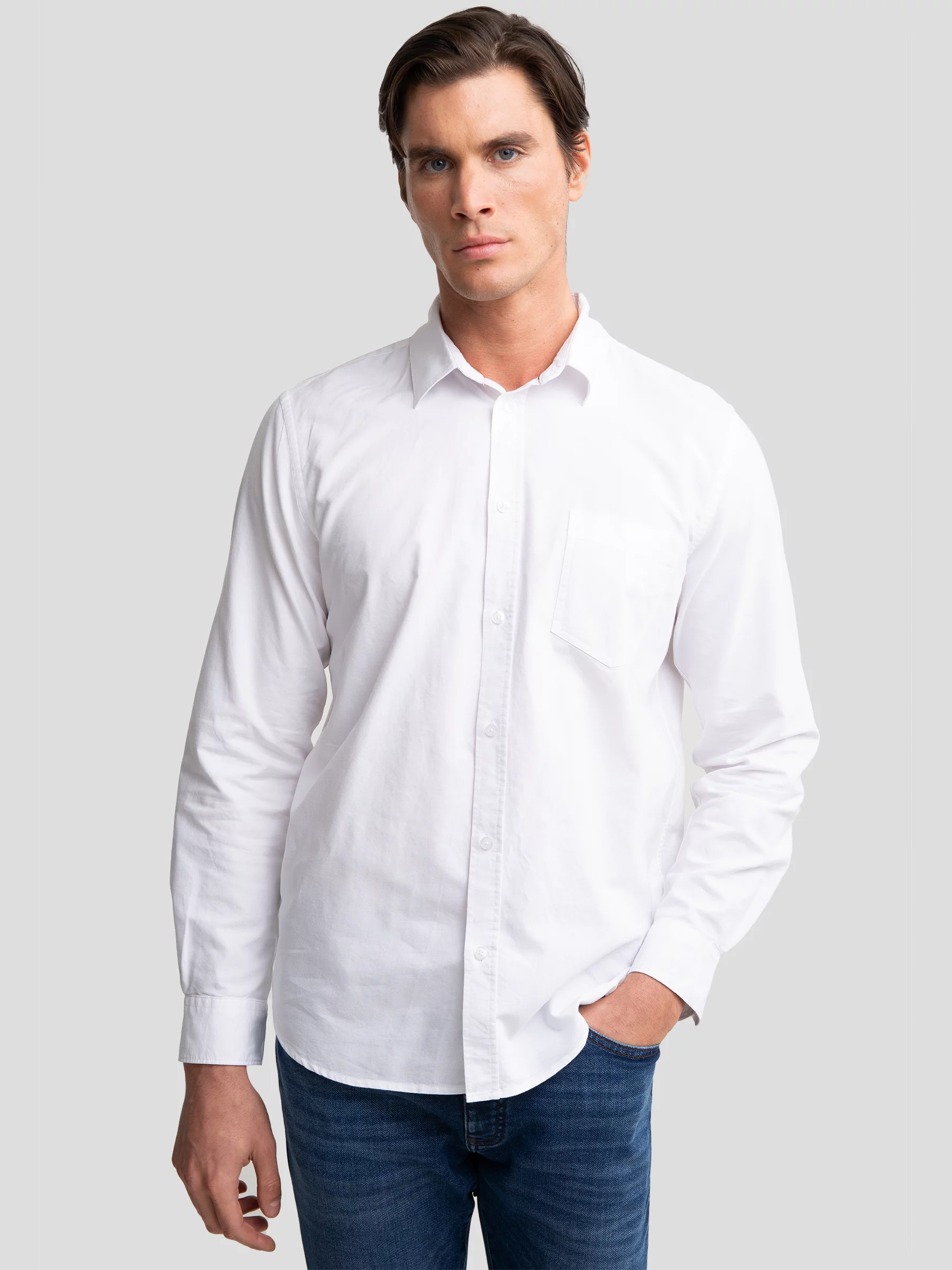 Koszula męska z tkaniny typu oxford biała Trixi 100