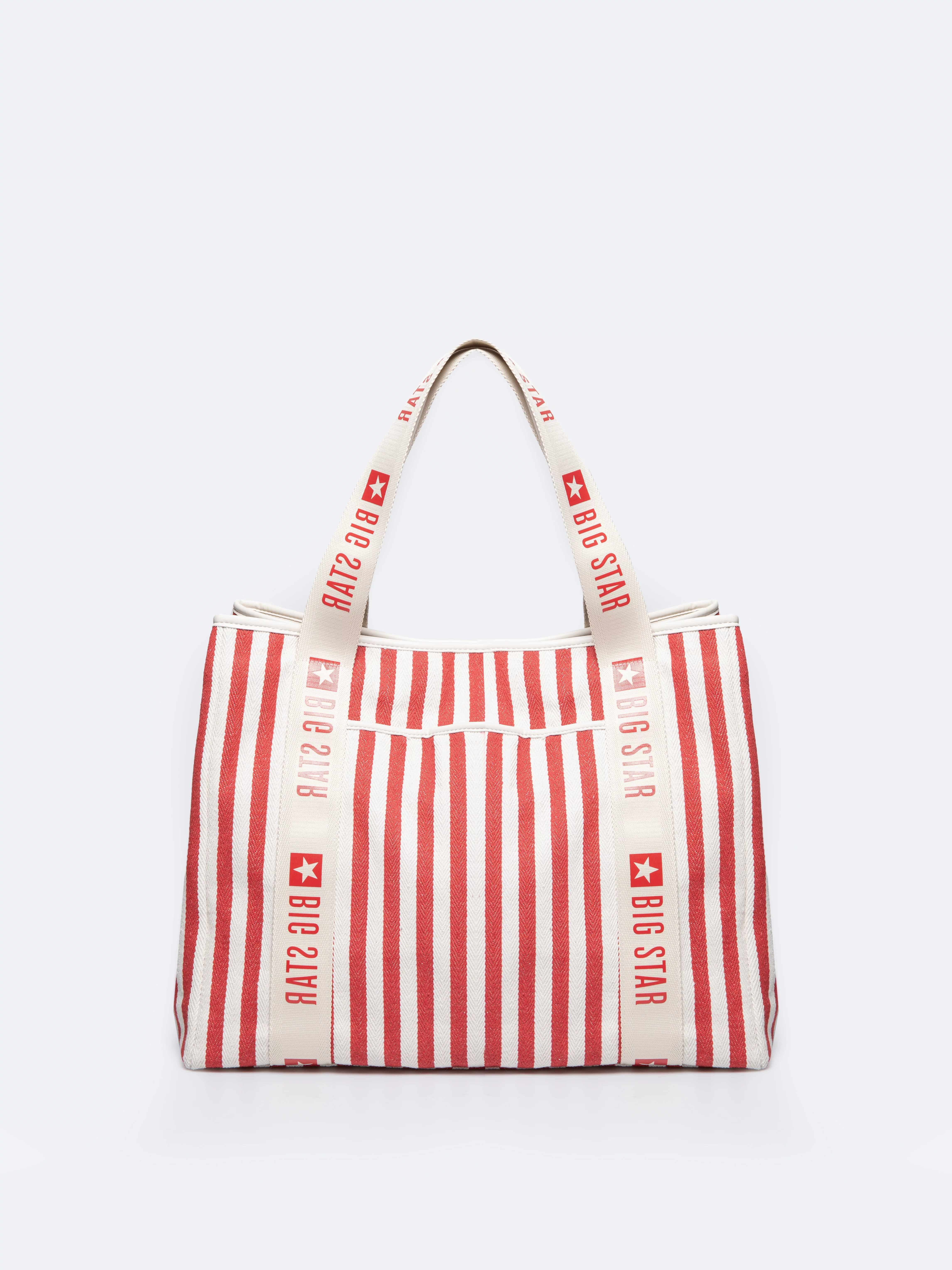 Torba damska z tkaniny w paski czerwona Mavia 603